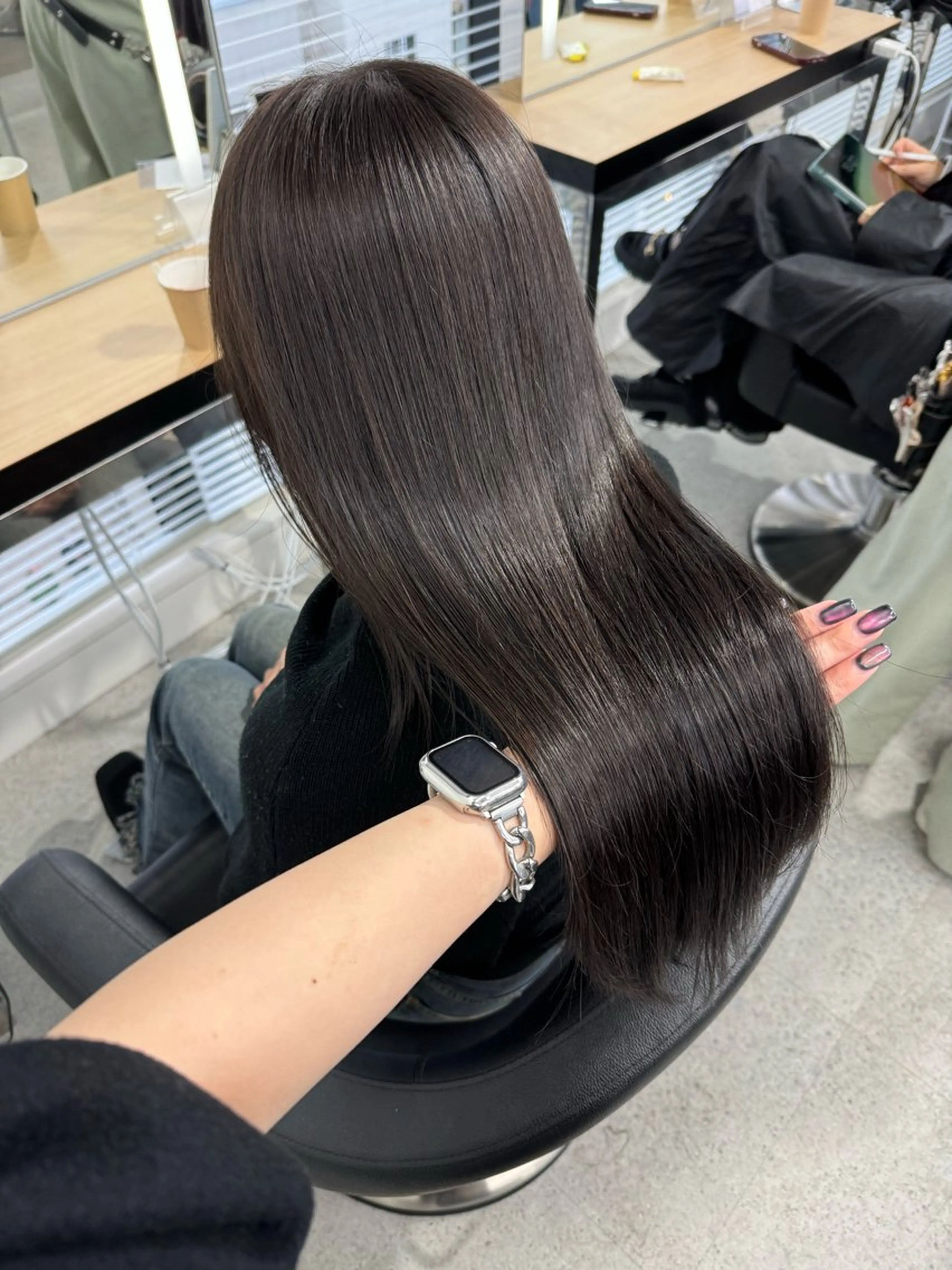 ロング カラー カット ヘアカラー トリートメント 暗髪🩶ラベンダー/ ブルー/ユウナ🤍のヘアスタイル