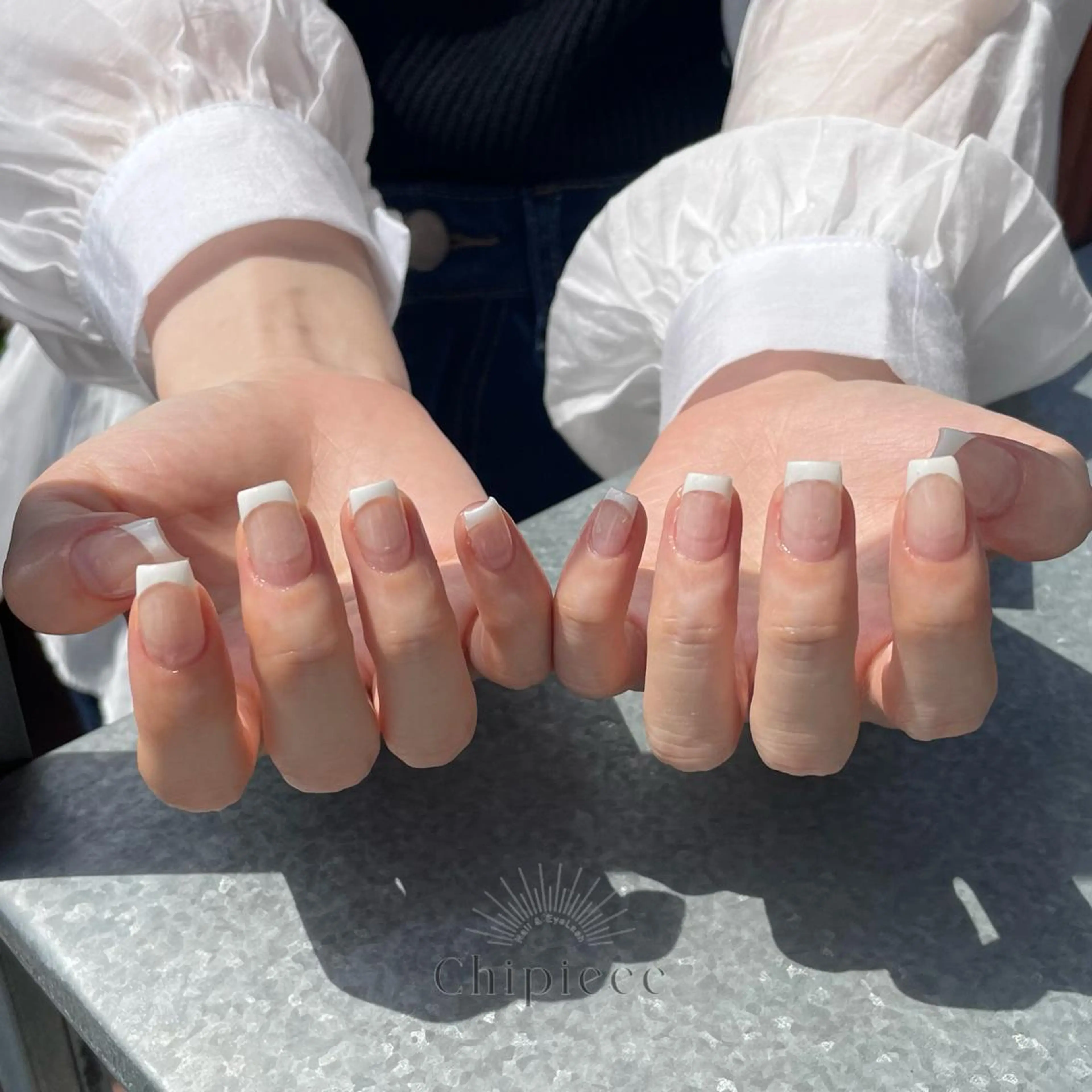 ネイル フレンチネイル ホワイト chipieee kannaのネイルデザイン