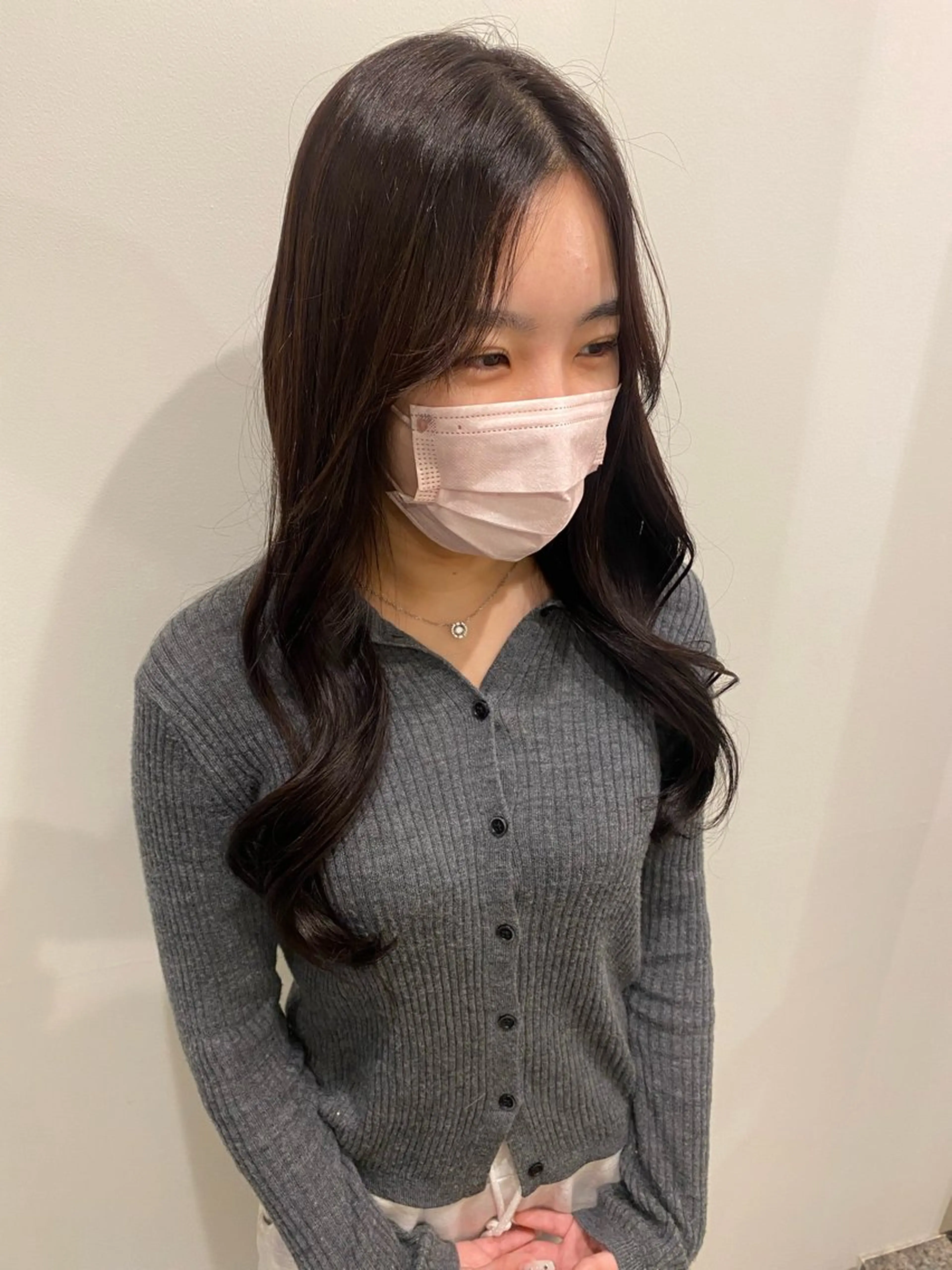 ミディアム カラー 顔まわりレイヤー 韓国風ヘア レイヤーカット カット ヘアカラー トリートメント 🍑 モモカ🍑のヘアスタイル