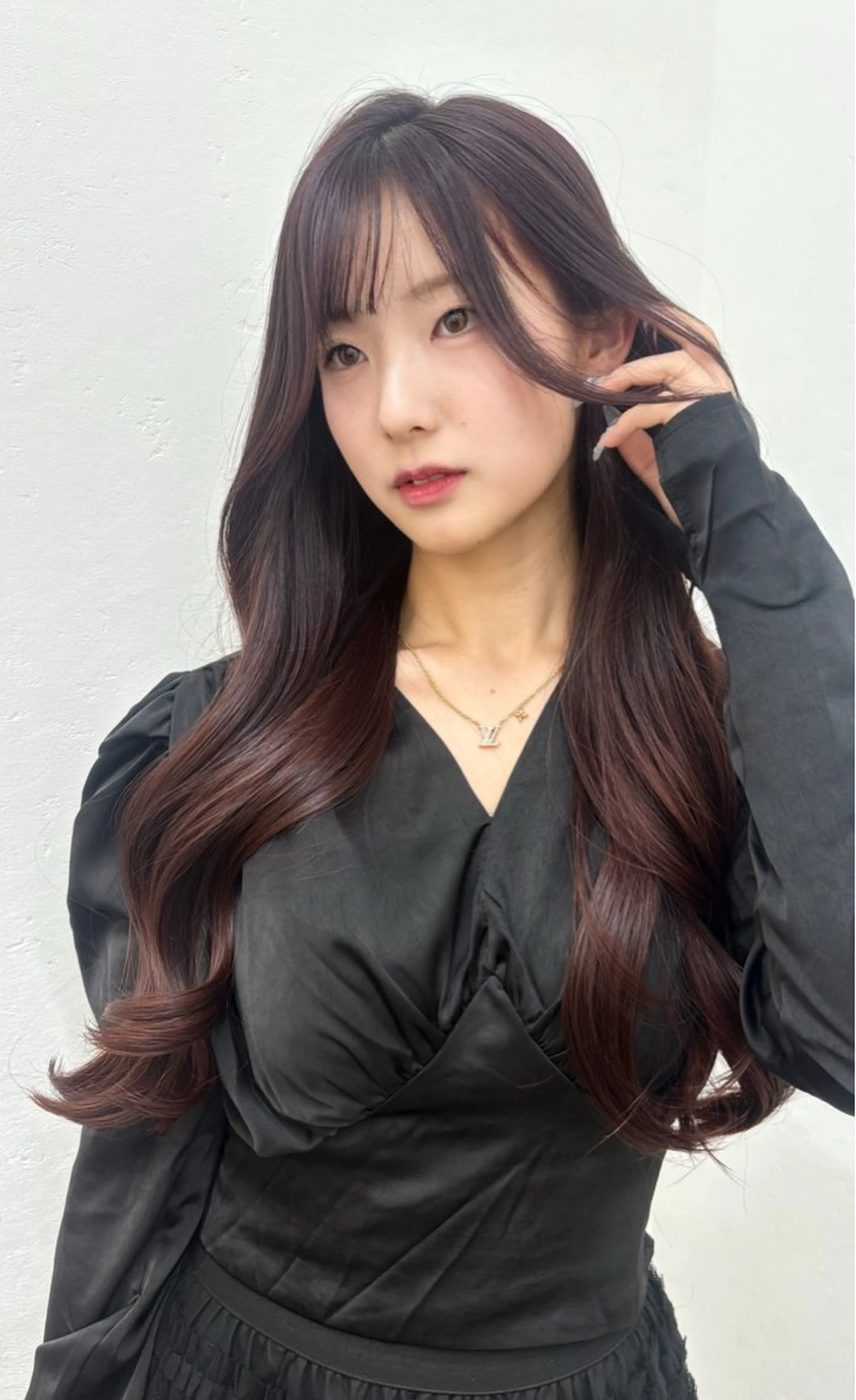 ロング カラー ボルドーカラー ブラウンカラー チョコレートブラウン ピンクカラー ピンクブラウン レイヤーカット ♥kanaのヘアスタイル