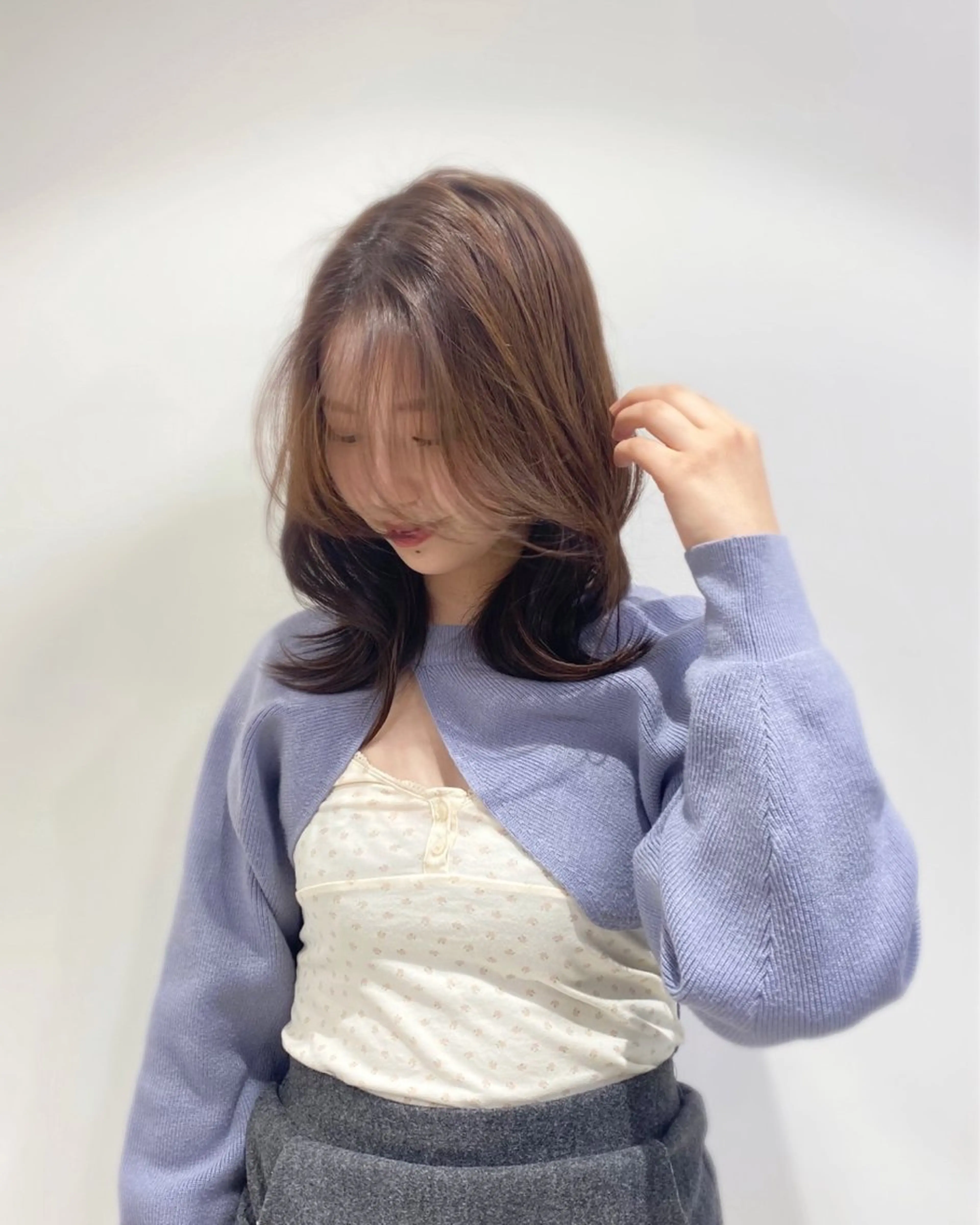 ミディアム カラー ブラウンカラー 岡山 愛のヘアスタイル