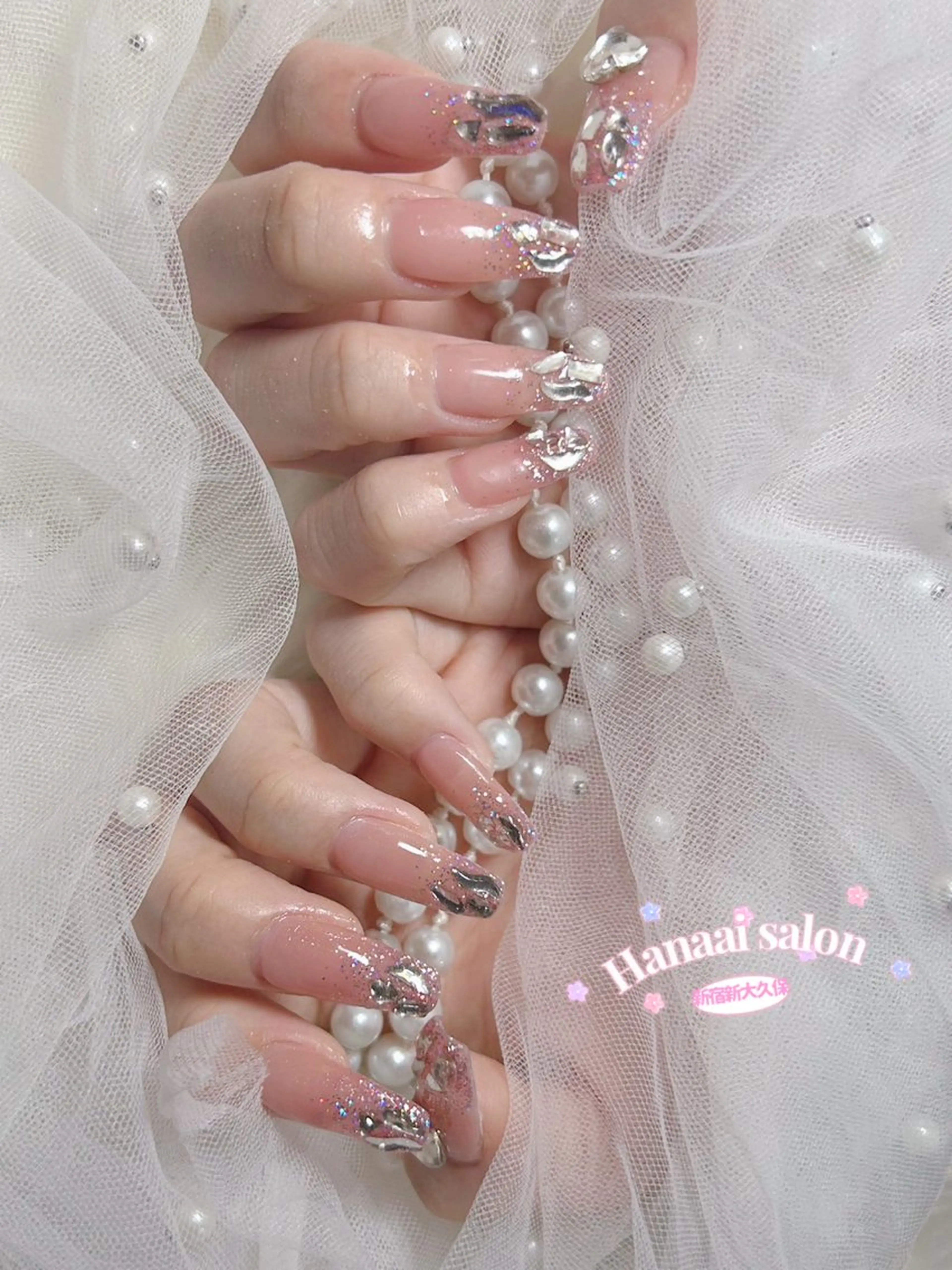 セミロング ハンドネイル Hanaai Salon新大久保店のネイルデザイン