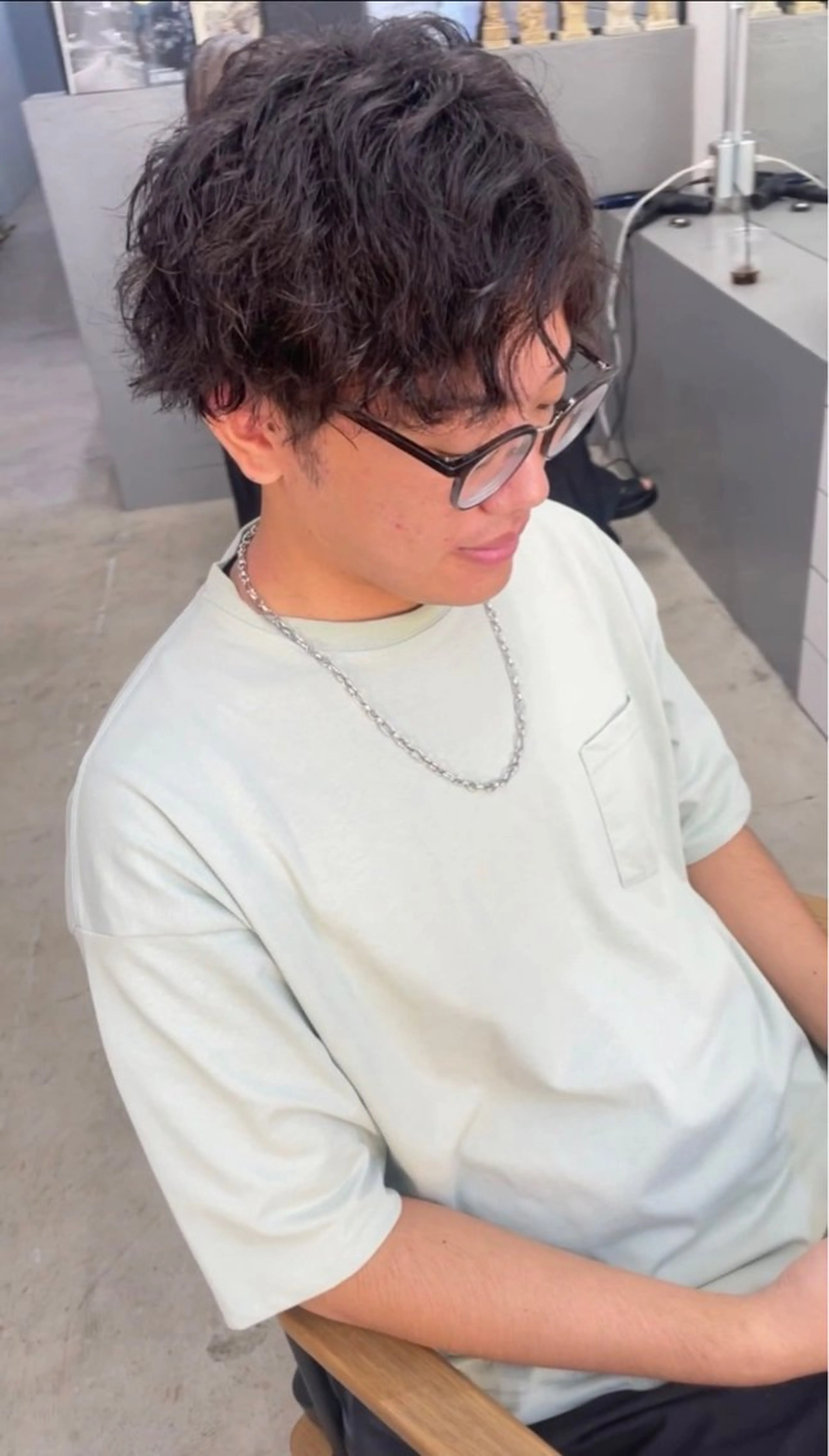 ミディアム パーマ メンズ カット パーマ メンズ専門サロン wokeのヘアスタイル