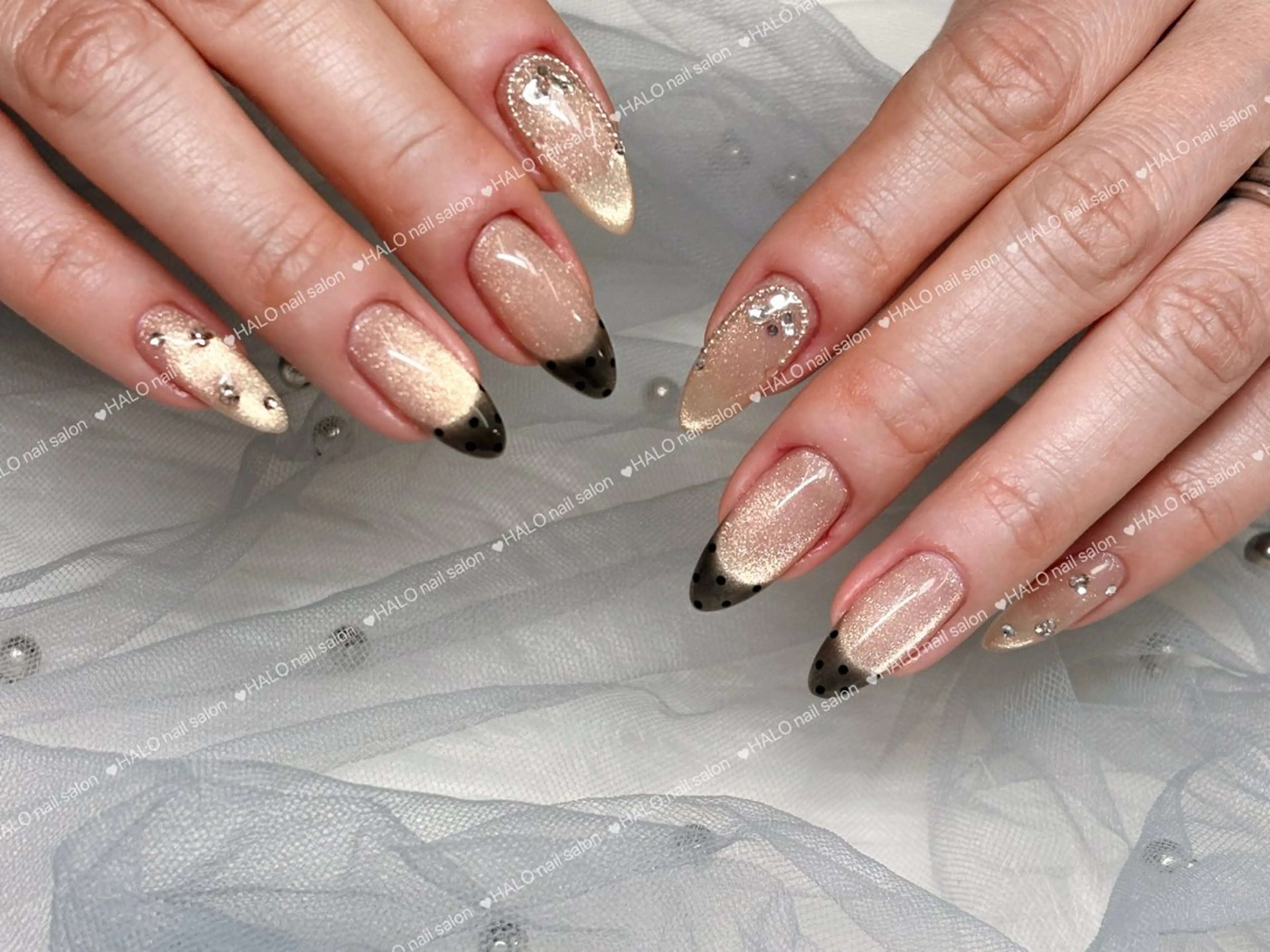 ネイル フレンチネイル マグネットネイル マグネットフレンチ 持ち込み HALO  ネイルサロン所属・HALO ネイルモデル募集中のネイルデザイン