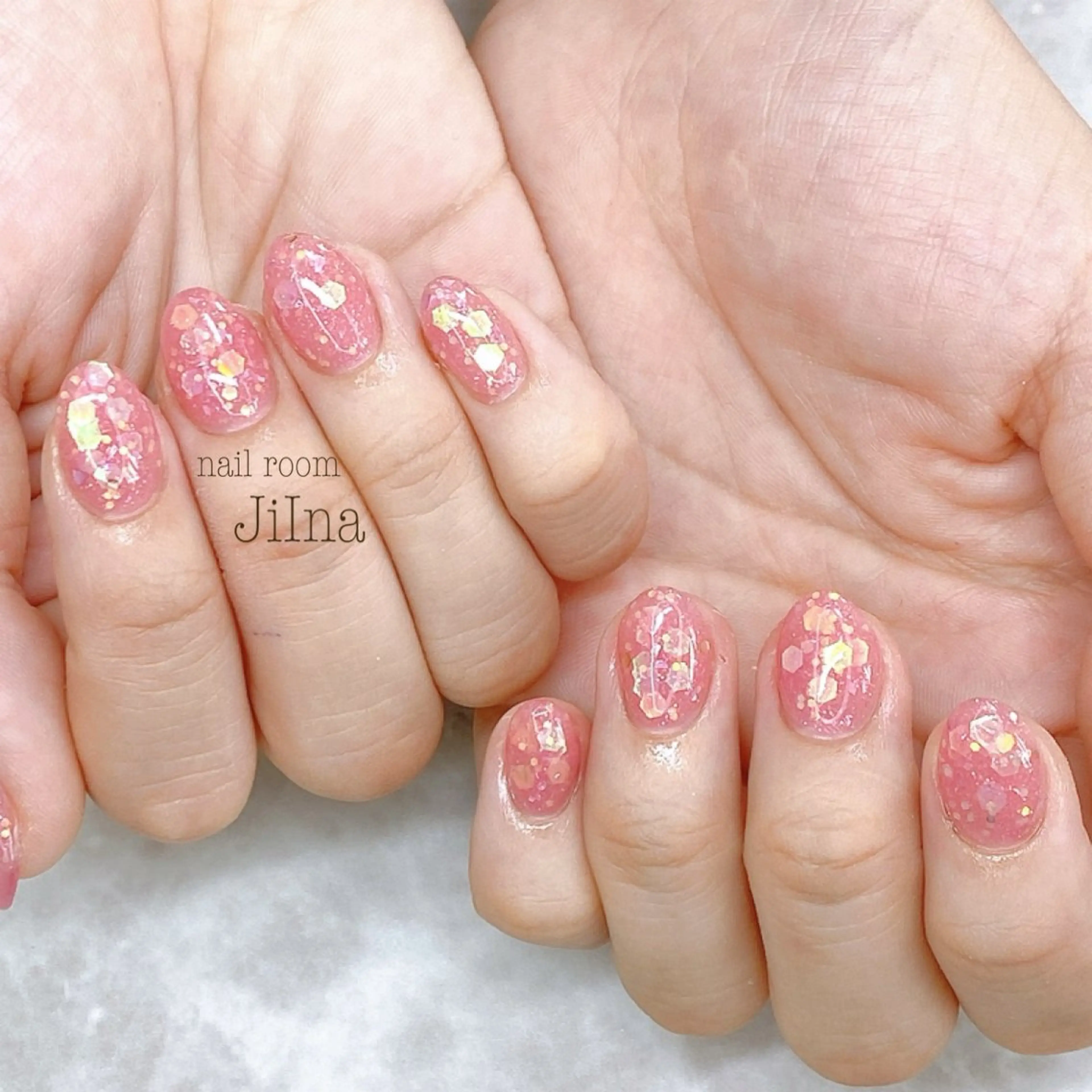 ネイル 長さ出し ワンカラーネイル スカルプネイル nail room JiInaのネイルデザイン