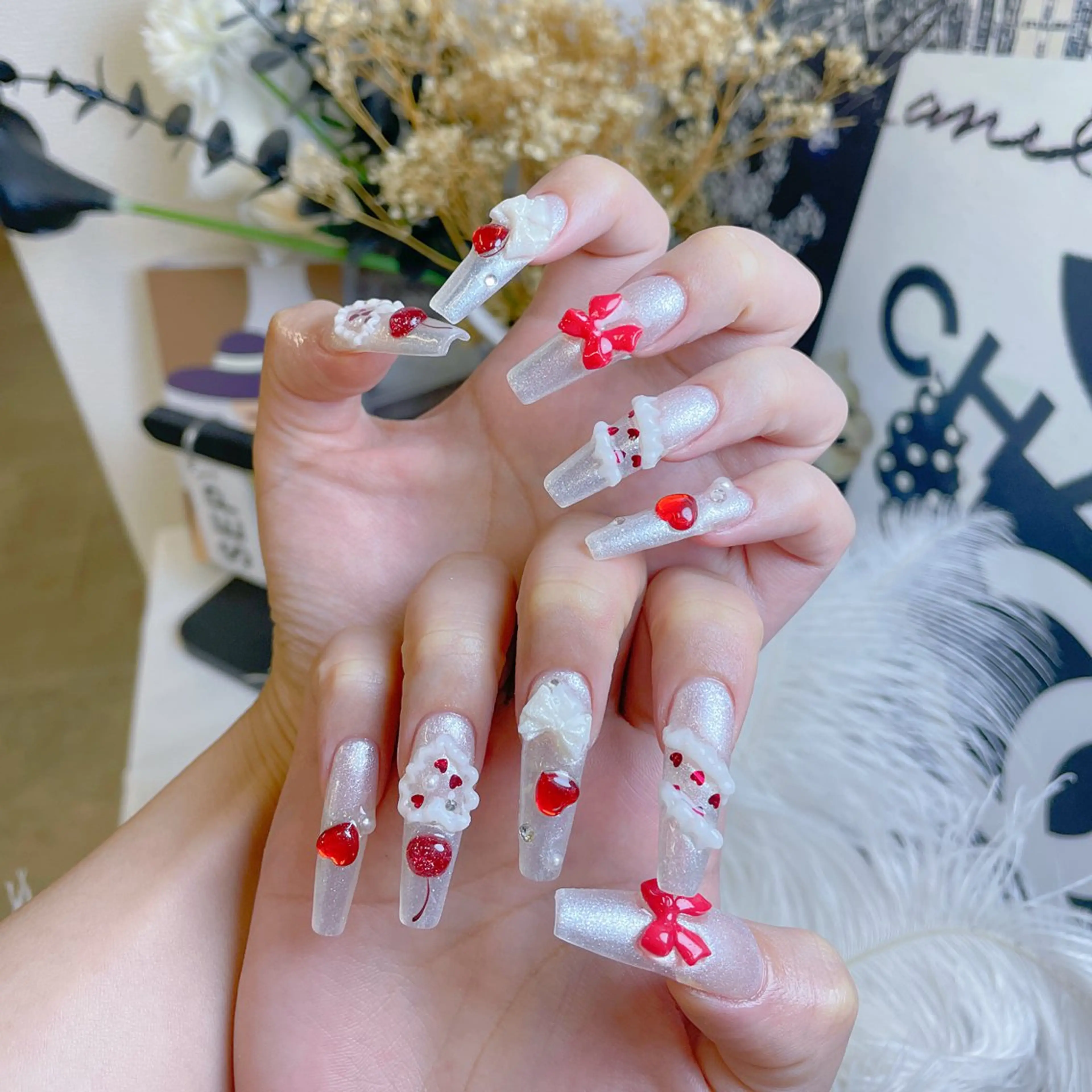 ネイル ハート 韓国ネイル マグネットネイル スカルプネイル 夏ネイル ハンドネイル MELODY BEAUTY SALON所属・Melody  スカルプ専門店のネイルデザイン