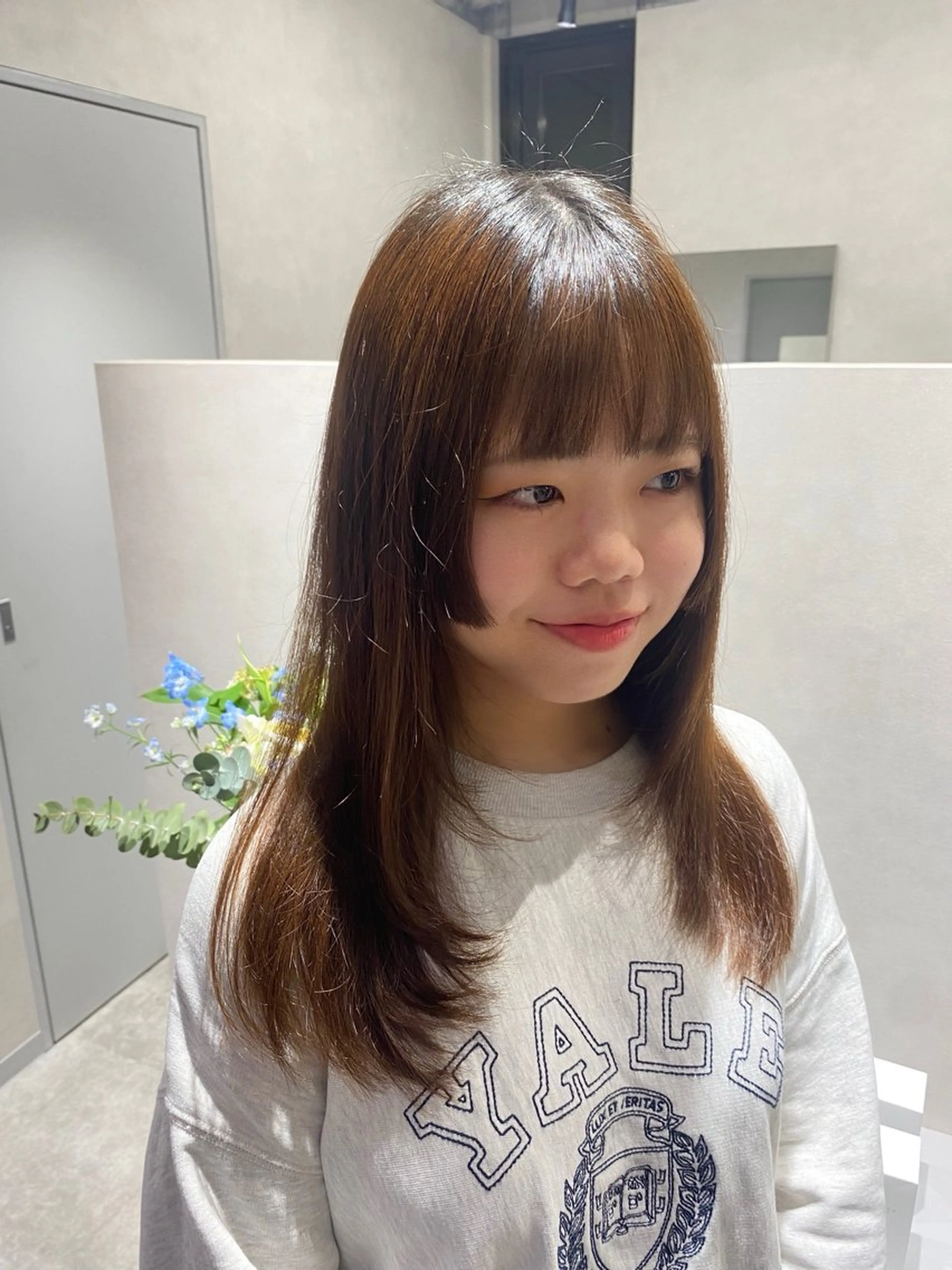 セミロング 顔まわりレイヤー 姫カット レイヤーカット さよ 🌼西梅田美容室のヘアスタイル