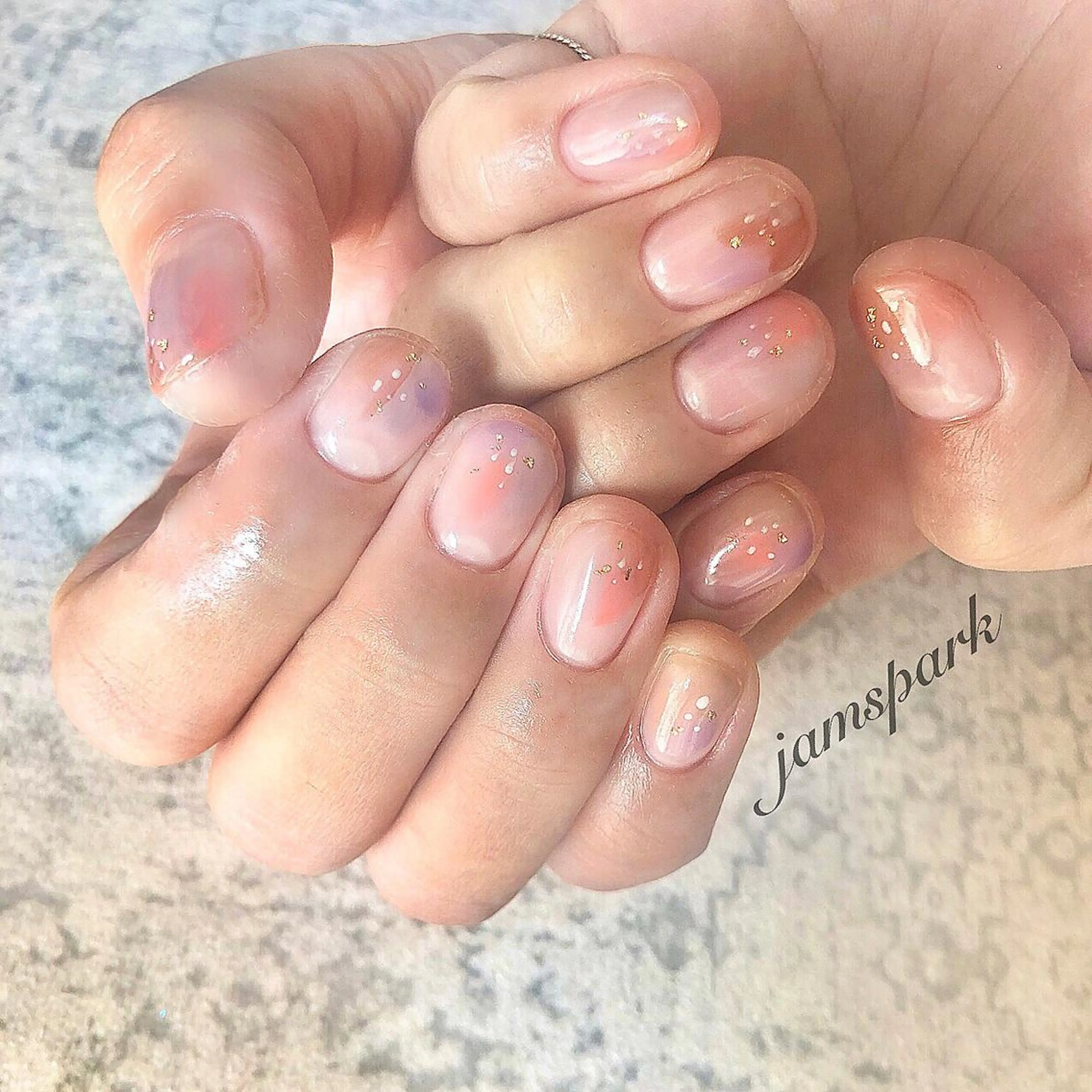 ネイル アートネイル ニュアンスネイル オフィスネイル 春ネイル ハンドネイル jamspark ✨のネイルデザイン