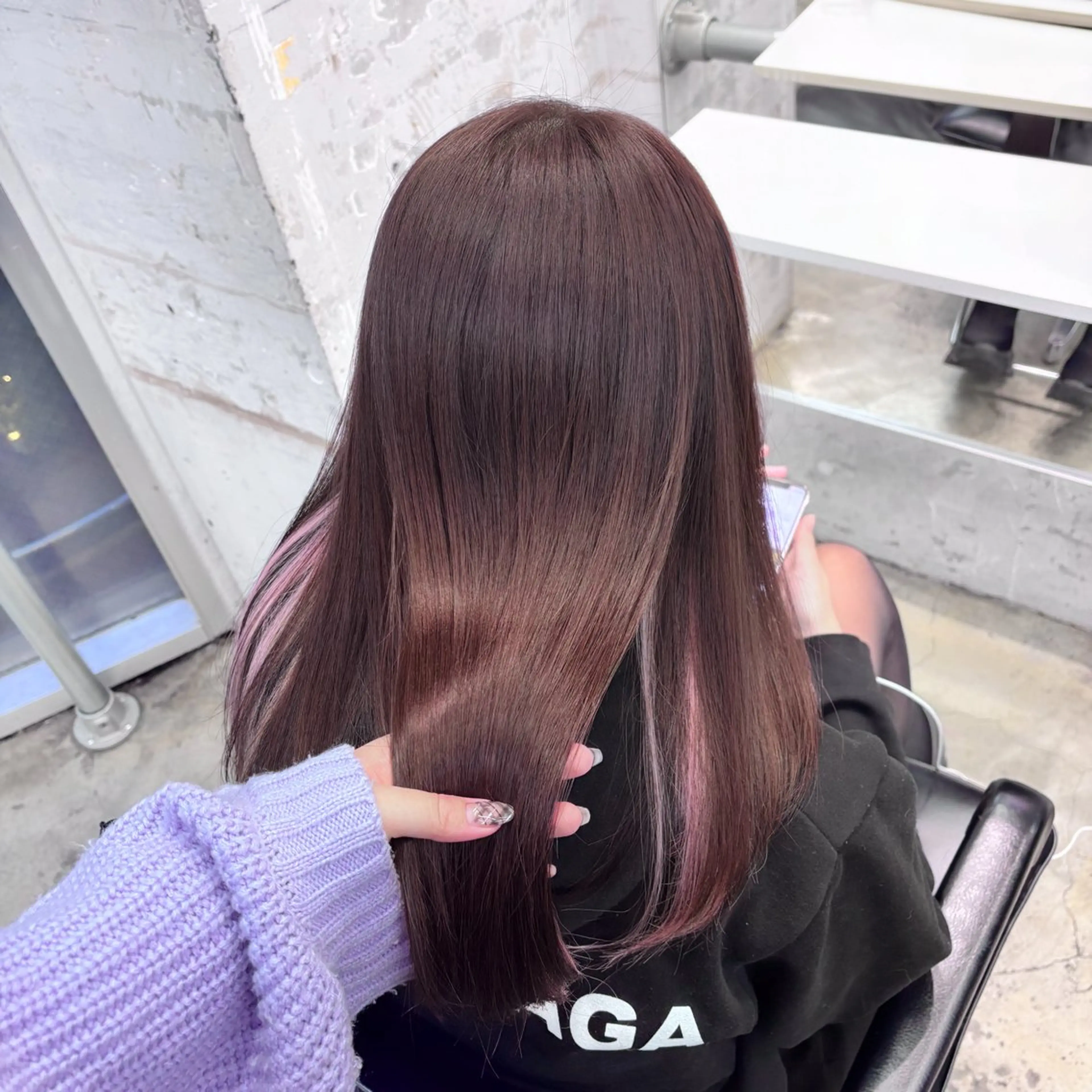 ロング カラー ヘアアレンジ ブラウンカラー ピンクカラー ピンクブラウン ホワイトピンク エクステ ヘアカラー トリートメント エクステ 🥀ブリーチ× エクステ🥀あかりのヘアスタイル