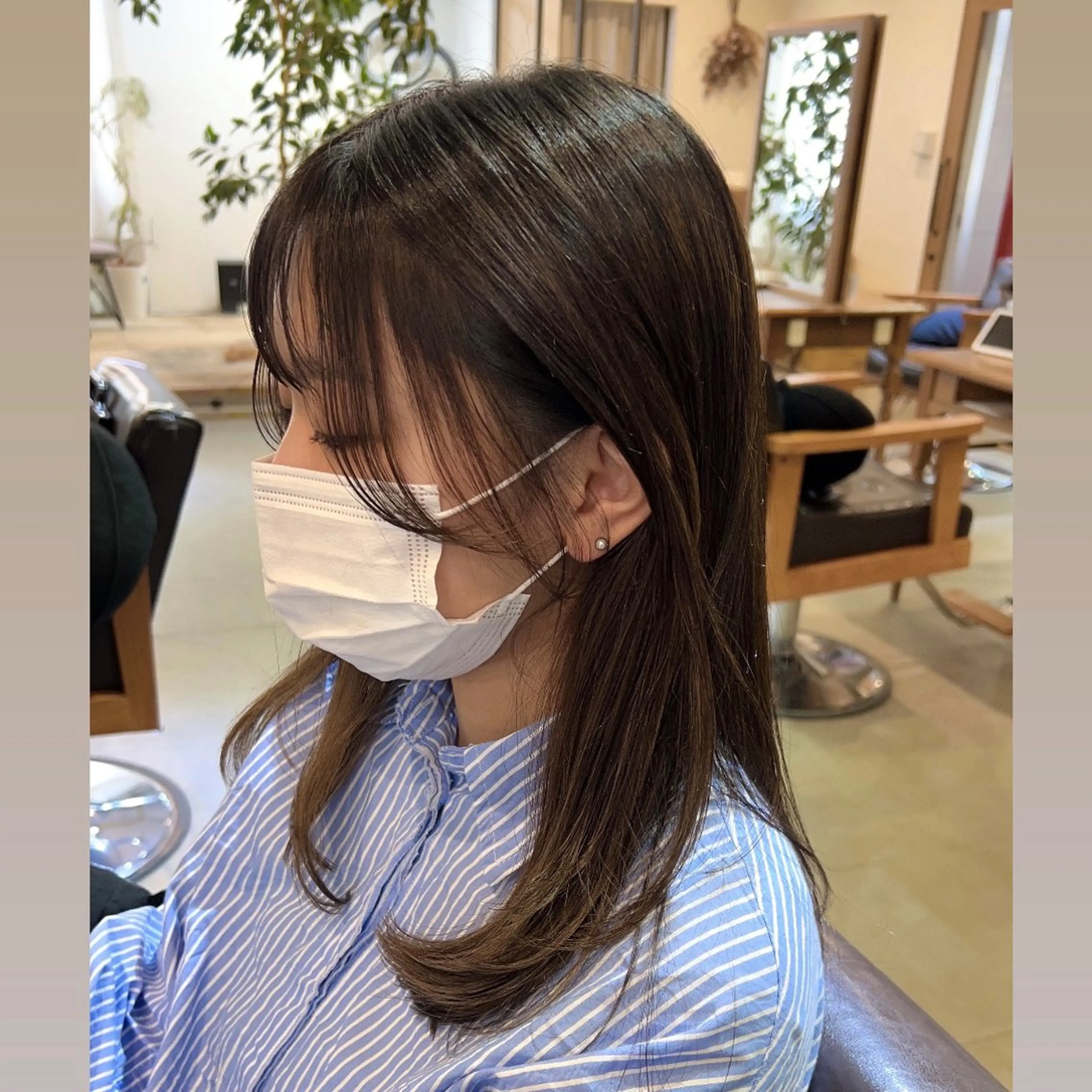 ミディアム カラー 顔周りカット カット ブリーチなしカラー 🌿‬脇黒丸 彩のヘアスタイル
