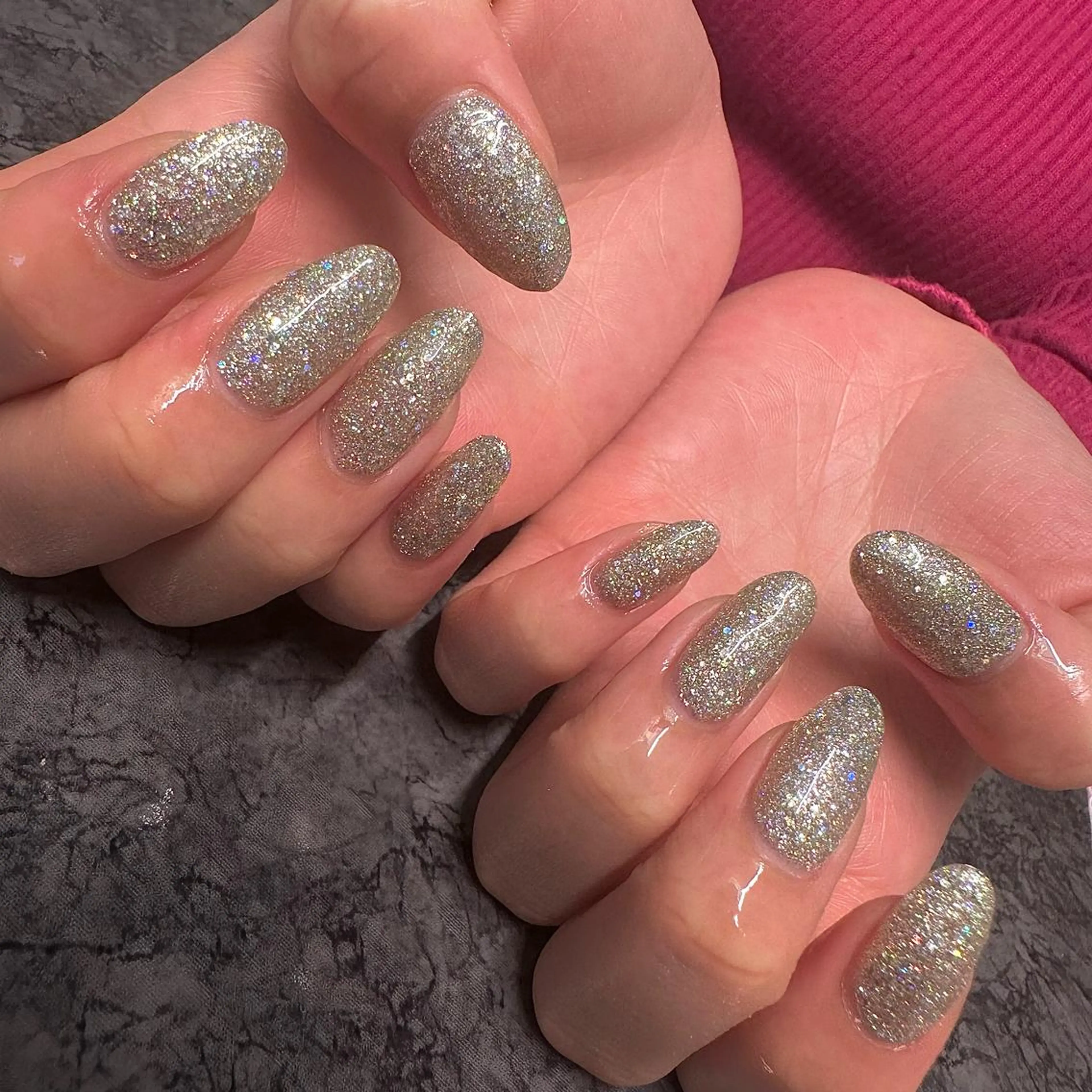 ネイル ラメ(グリッター) ワンカラーネイル シンプルネイル ハンドネイル フットネイル Pretzels🥨 【プレッツェル】ミウのネイルデザイン