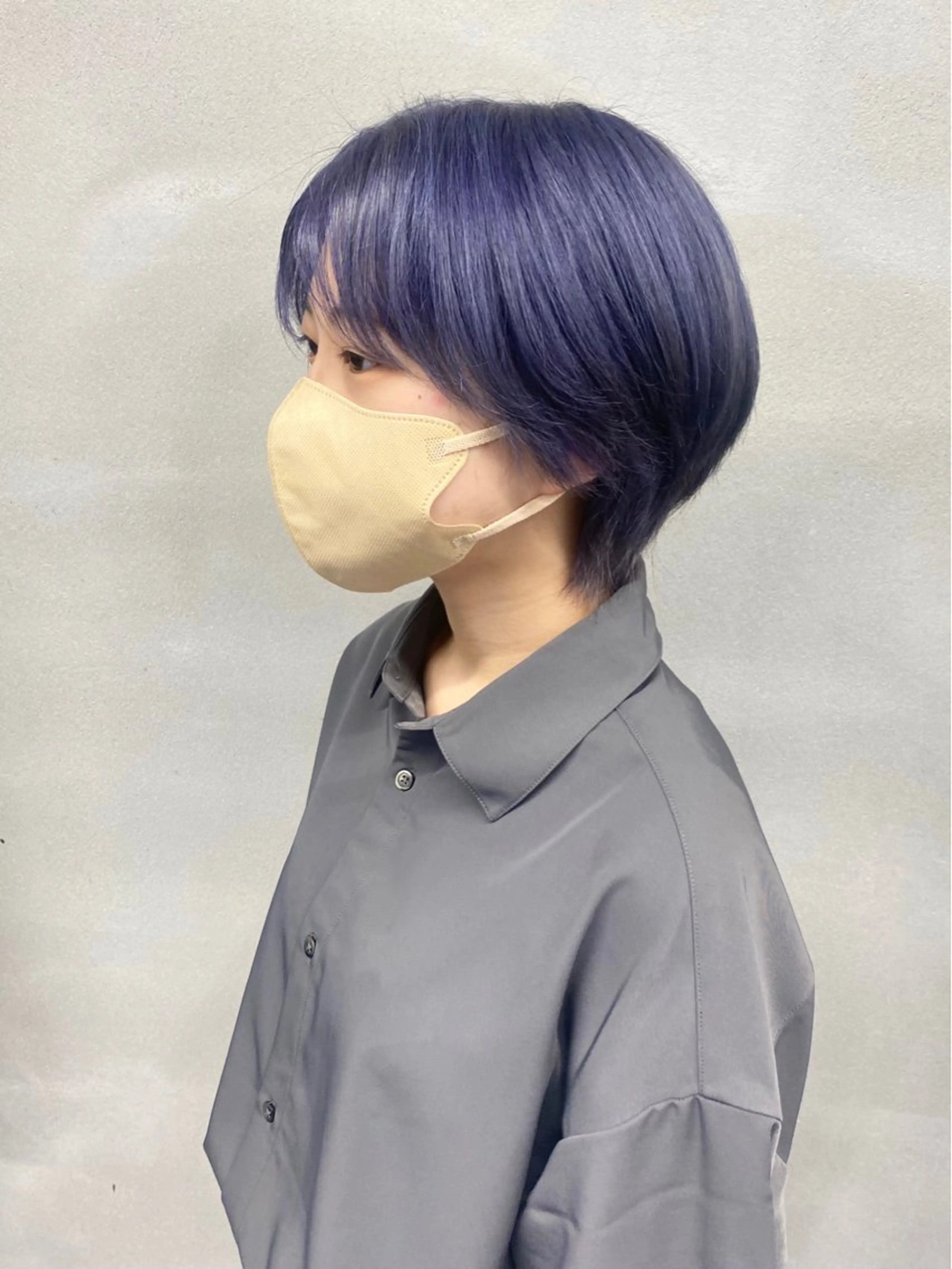 ショート カラー ブリーチ ブルーカラー ブルーラベンダー デザインカラー ラベンダーカラー ヘアカラー トリートメント 柏 デザインカラー/ レイヤー🐣シオリのヘアスタイル