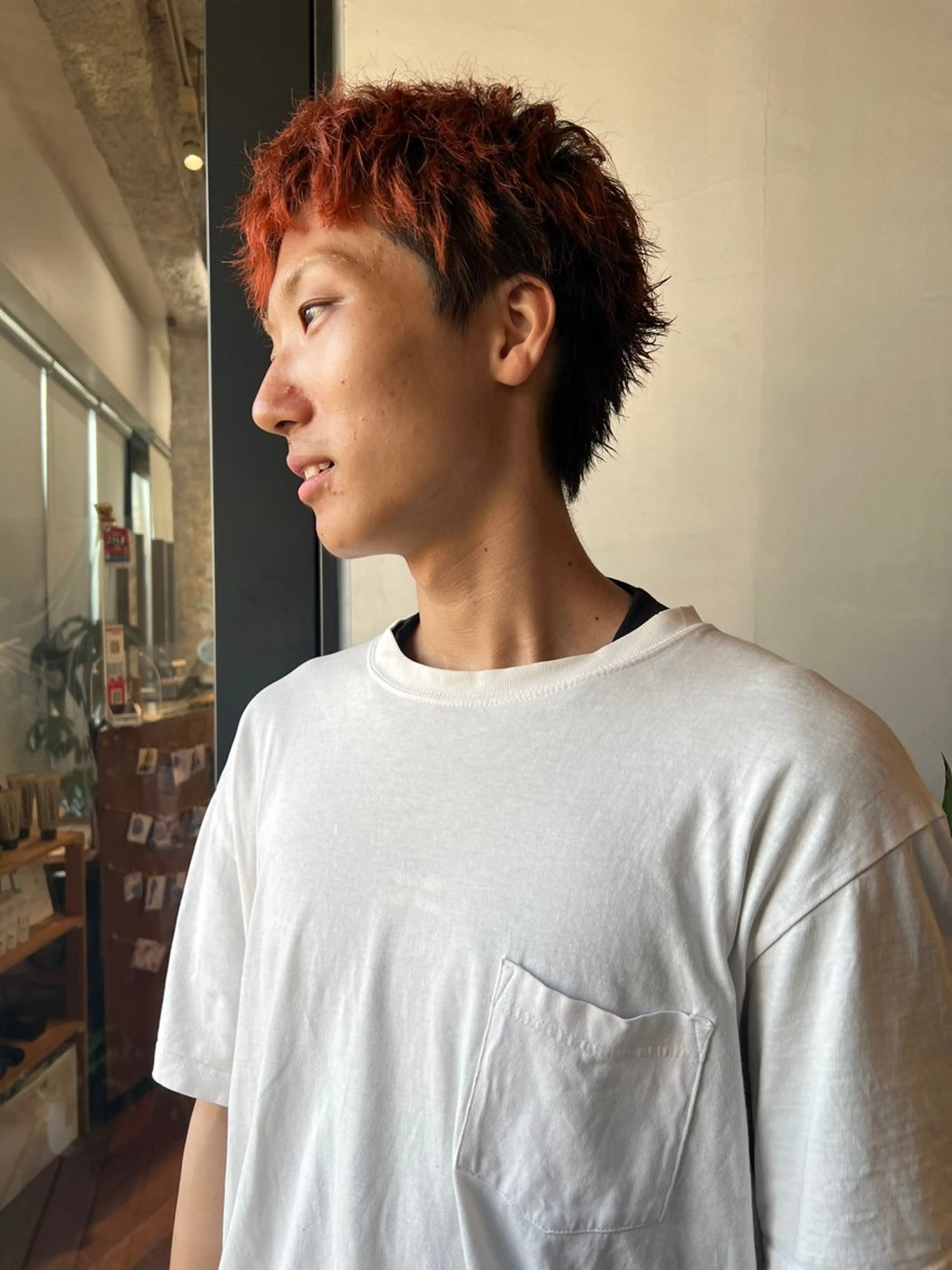 ショート カット Lin'ne所属・竹内梓／メンズパーマ ／ハイトーンのヘアスタイル