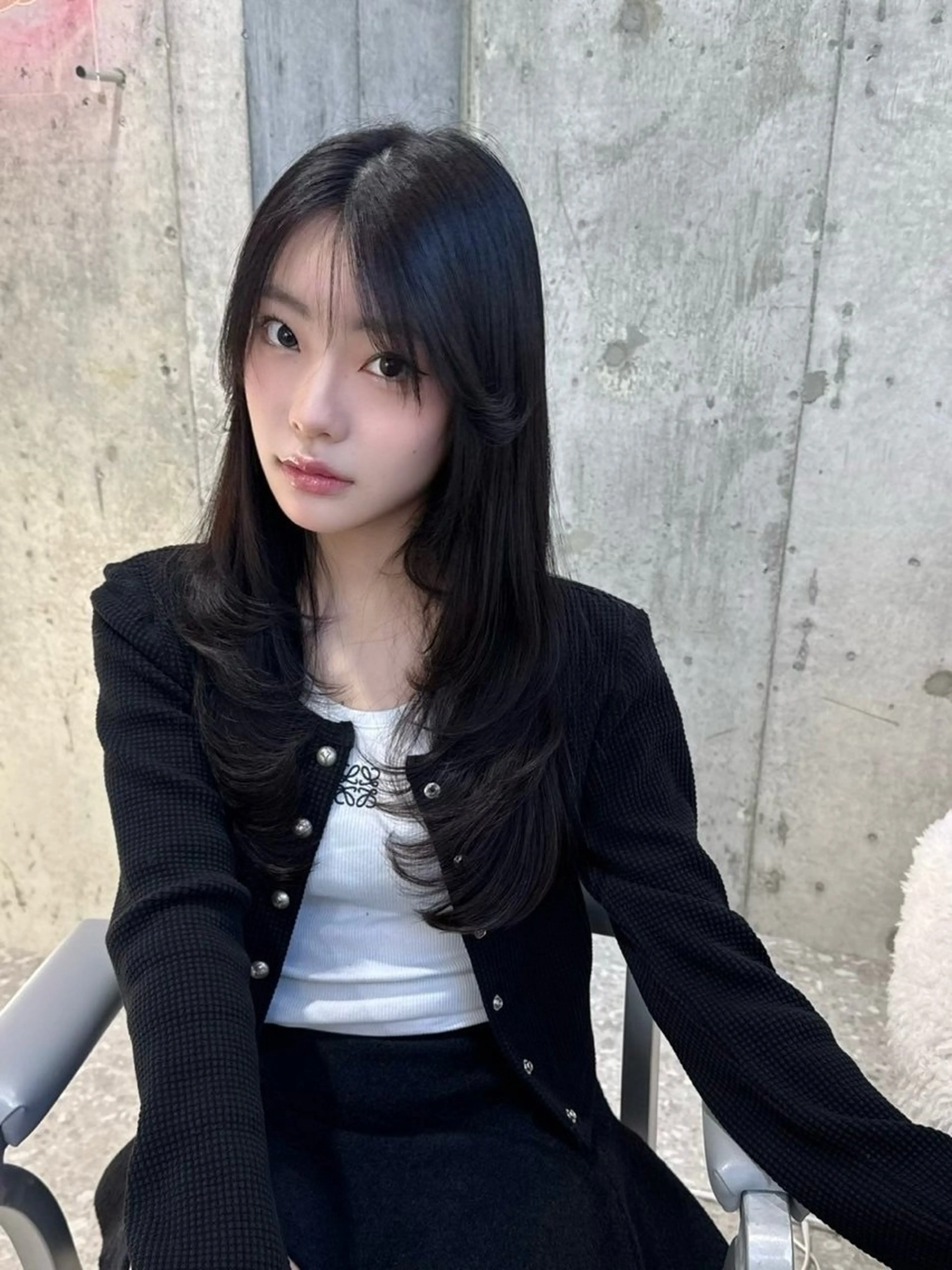 ロング 顔まわりレイヤー 顔周りカット 韓国風ヘア レイヤーカット カット トリートメント レイヤー/ボブ/ 髪質改善/梶川 夏季のヘアスタイル
