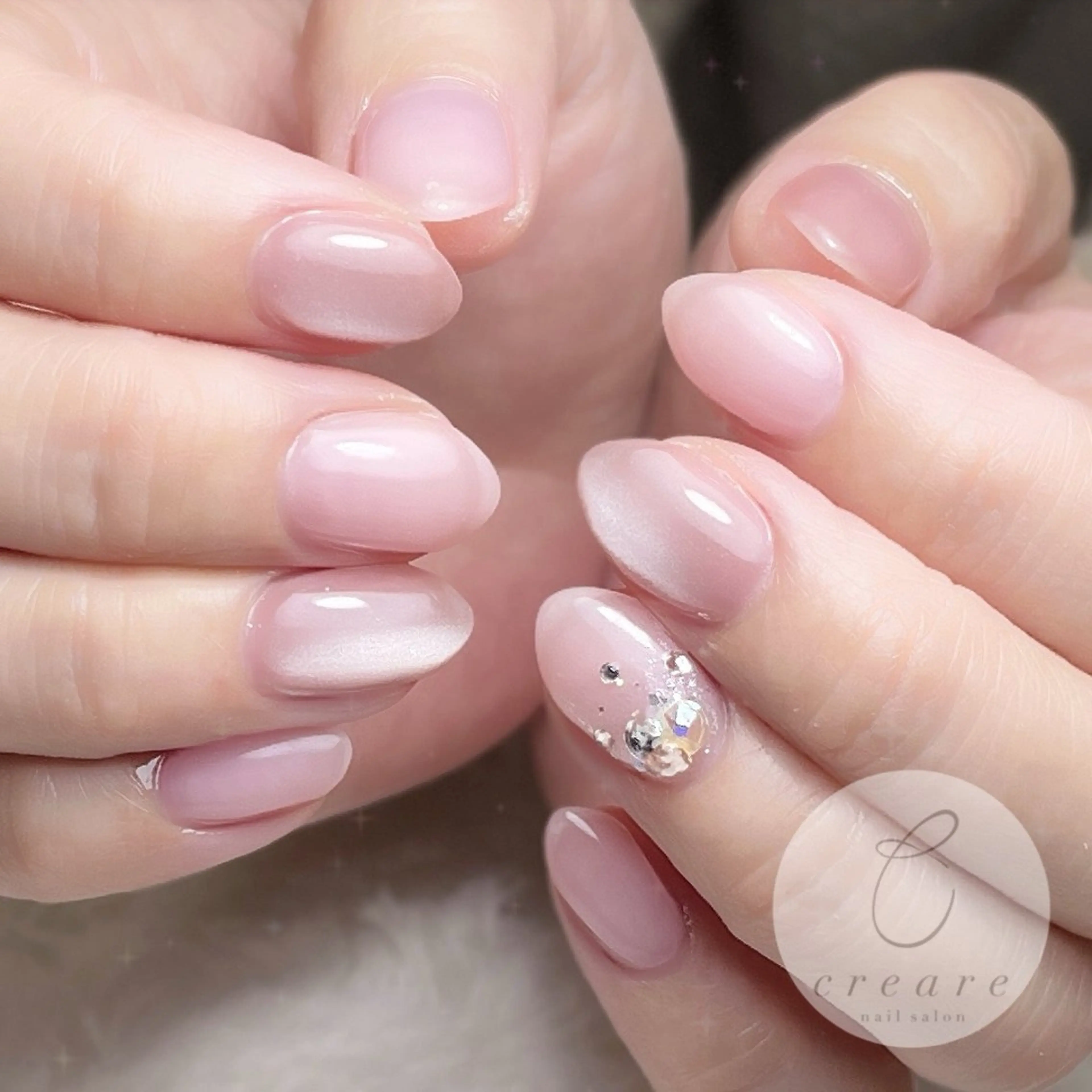 ネイル マグネットネイル オフィスネイル ワンカラーネイル ピンク ショートネイル 辻野 和枝のネイルデザイン