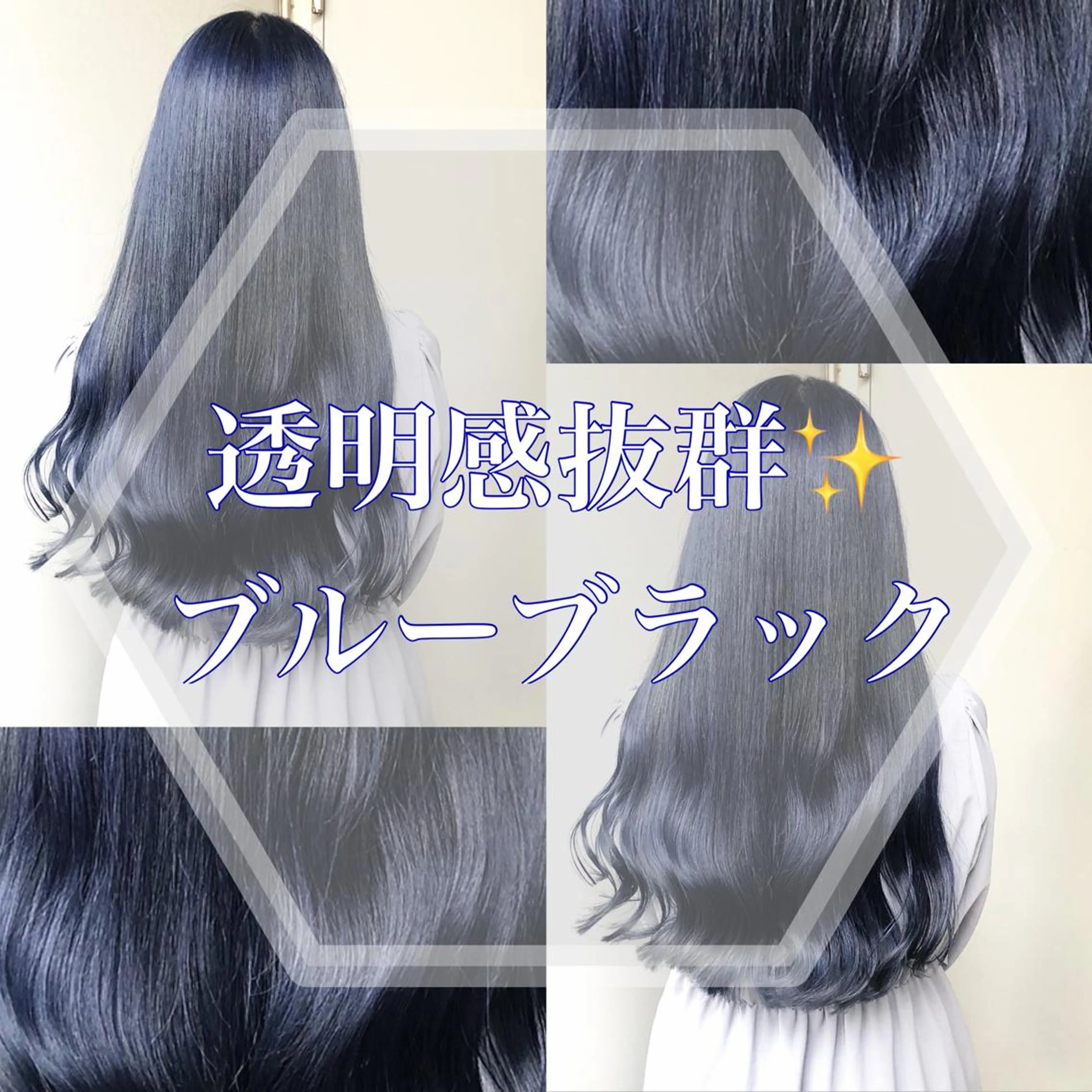 ロング カラー 黒髪 ブリーチ ブルーカラー ブルーブラック ブリーチなしカラー ✨メンズウルフ特化 美容師タイガ✨のヘアスタイル