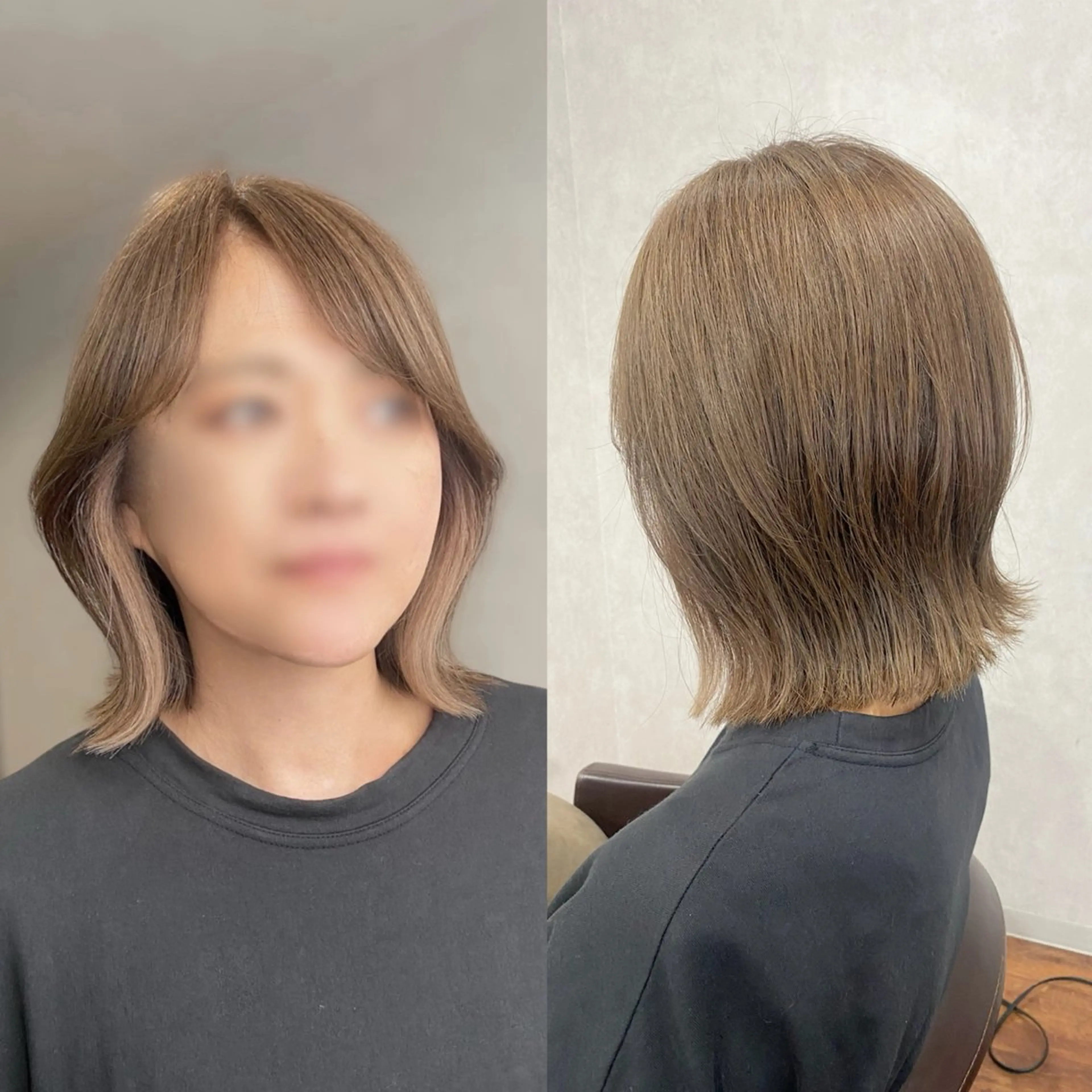 ミディアム 切りっぱなしボブ ボブ レイヤーカット _White所属・ＳＨＩ ＺＵのヘアスタイル
