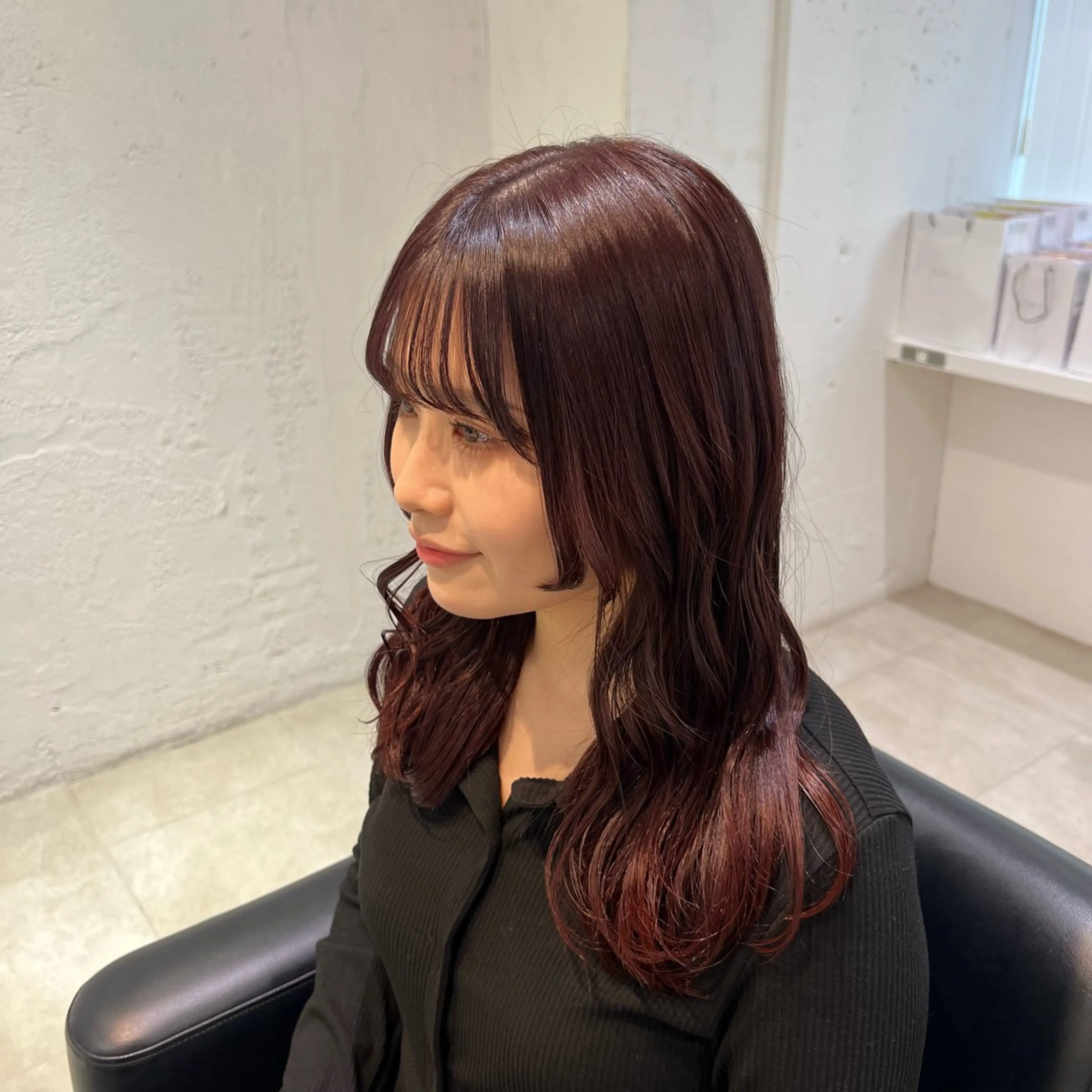 セミロング カラー ブリーチ ブリーチなしカラー レッドカラー SALOWIN川崎WEST店所属・🌷川崎/アレンジ/ 暖色ボブ/コトネ🌷のヘアスタイル