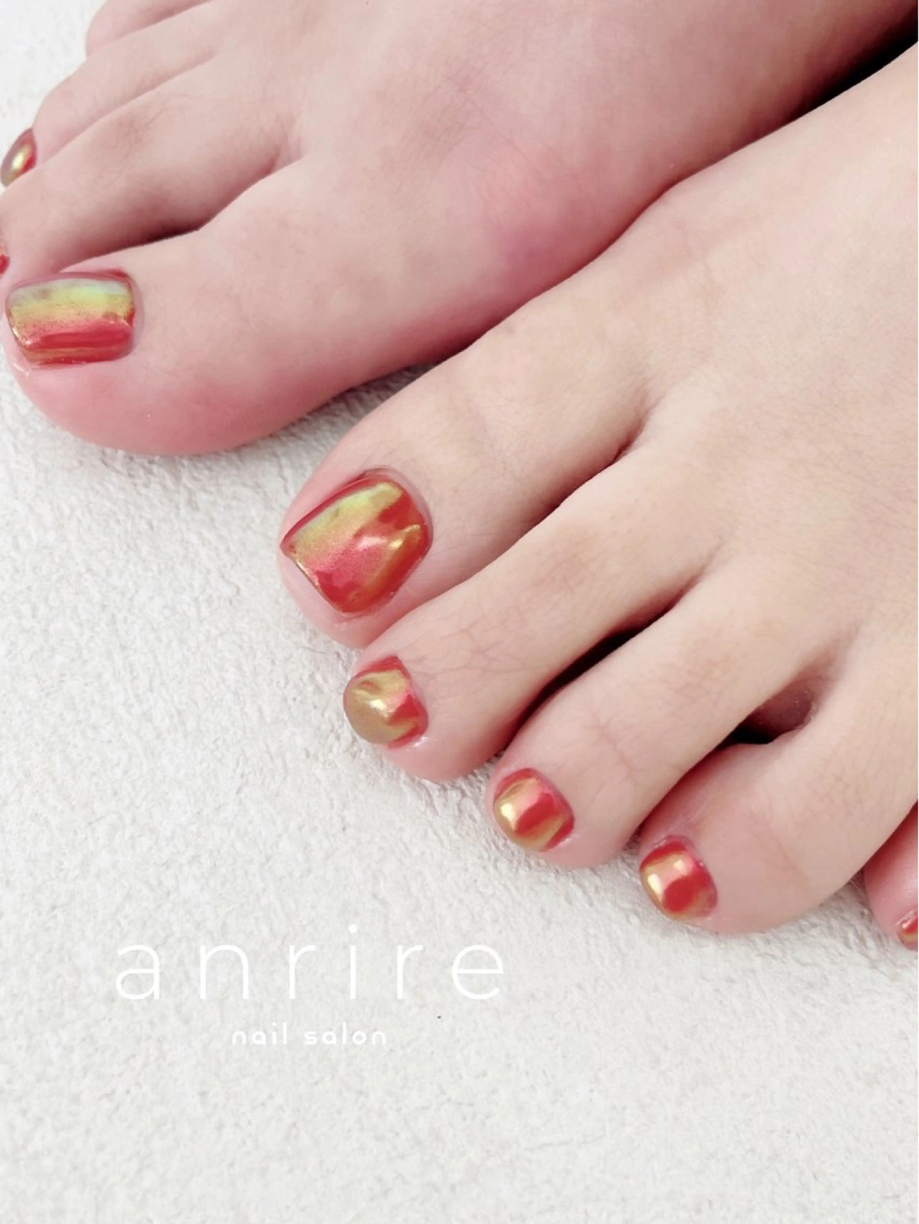 ネイル フットネイル ジェルネイル キラキラネイル ミラーネイル ワンカラーネイル フットネイル nail salon anrire〜アンリール〜所属・nailsalon anrireのネイルデザイン