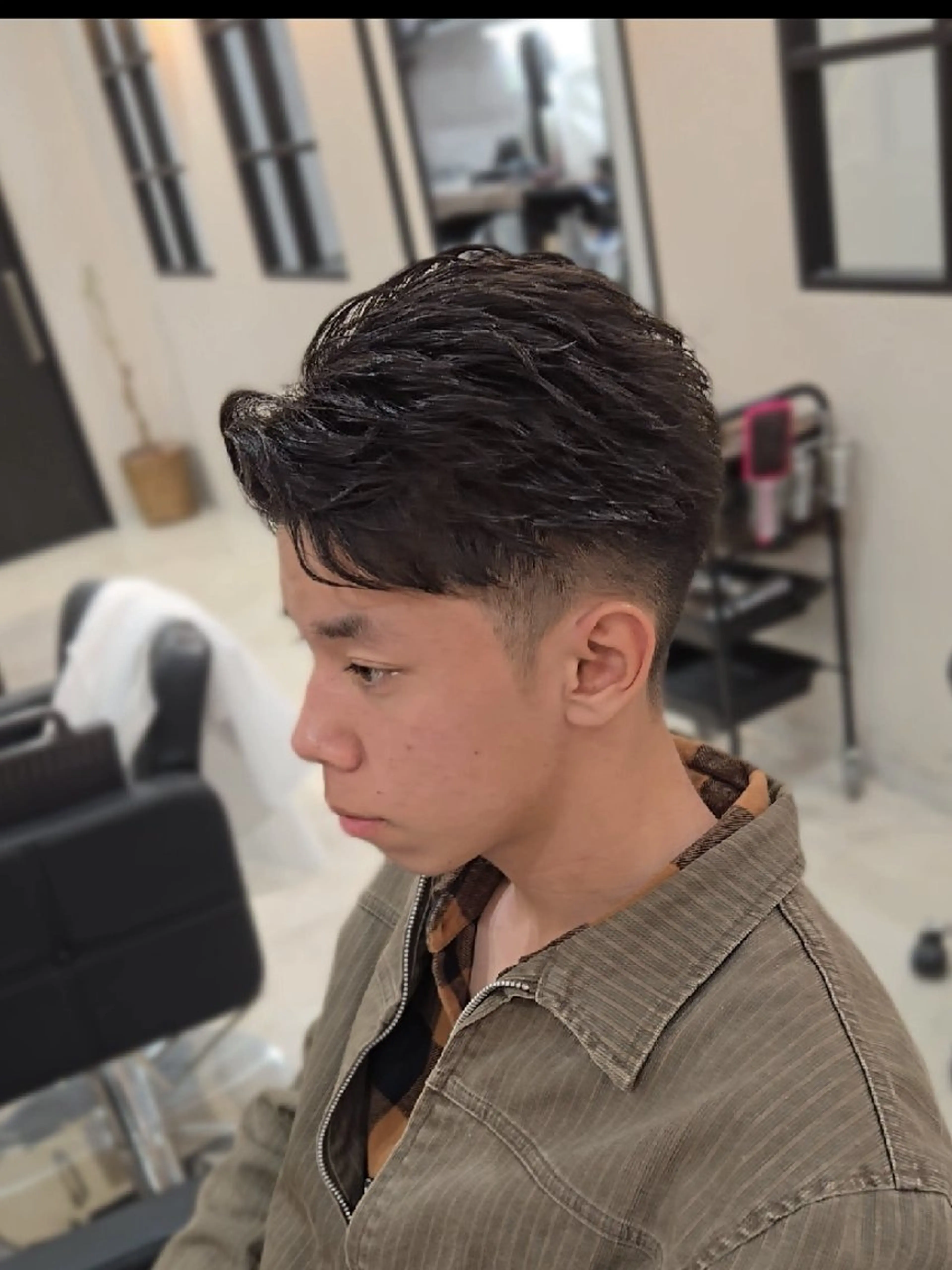メンズ ショート オールバック メンズパーマ ショートヘア カット ヘアセット Lapis 名古屋駅前店所属・LEN名古屋/パーマ メンズ特化美容師のヘアスタイル