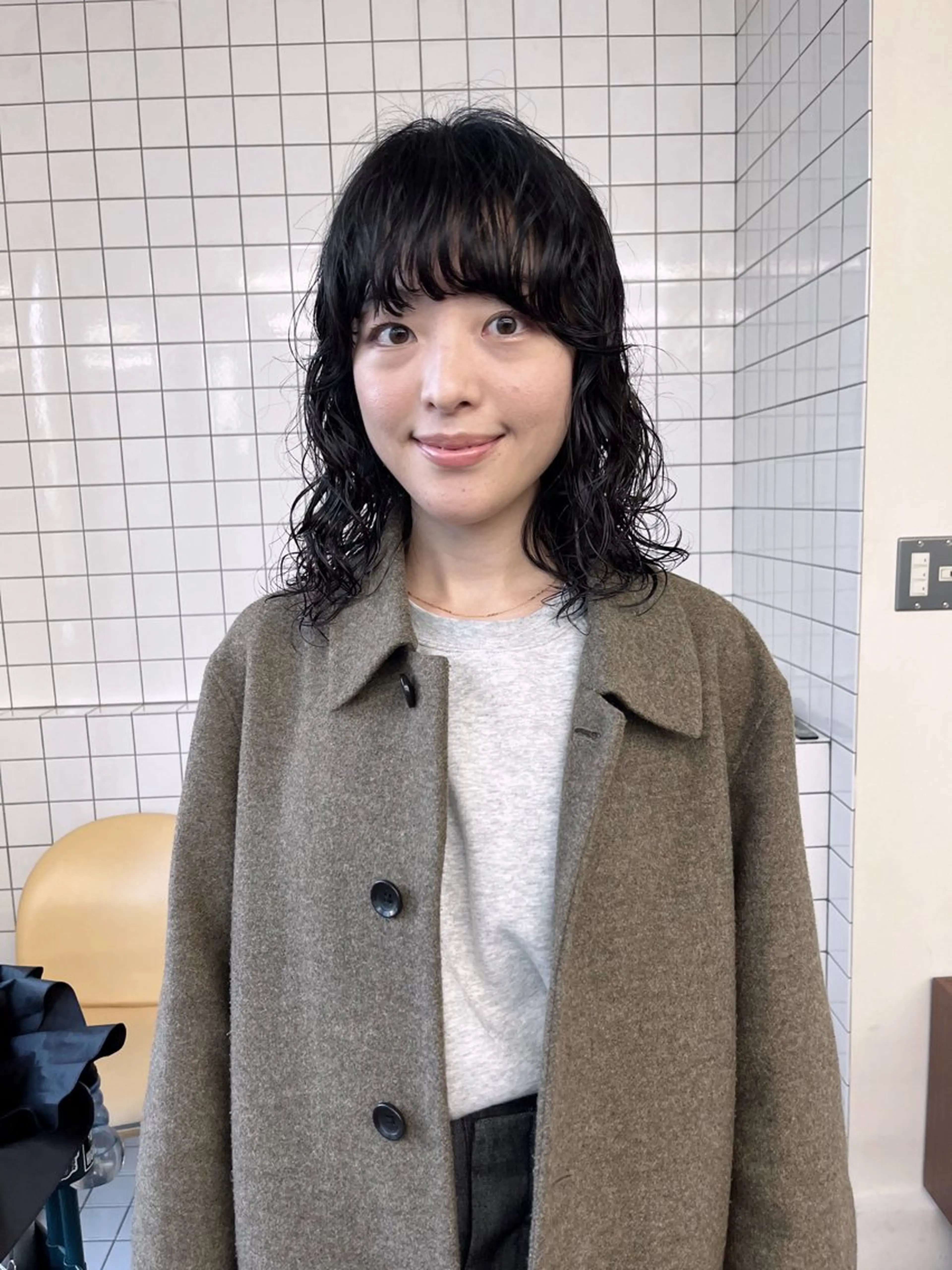 ミディアム パーマ ミディアムパーマ ワイドバング カット パーマ ボブパーマ/パーマ ウルフパーマのヘアスタイル