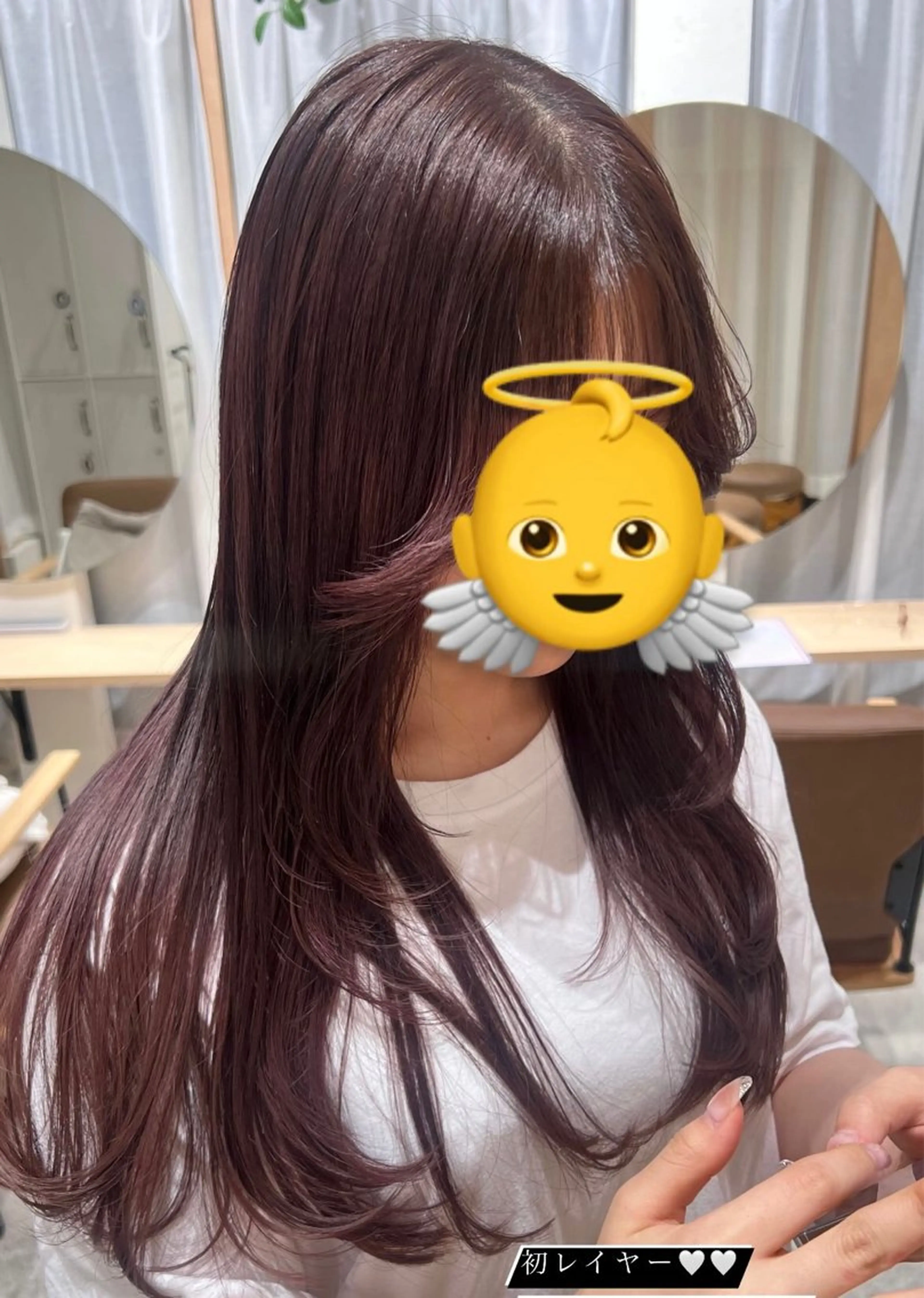 ロング ピンクラベンダー カット ヘアカラー Day .1のヘアスタイル