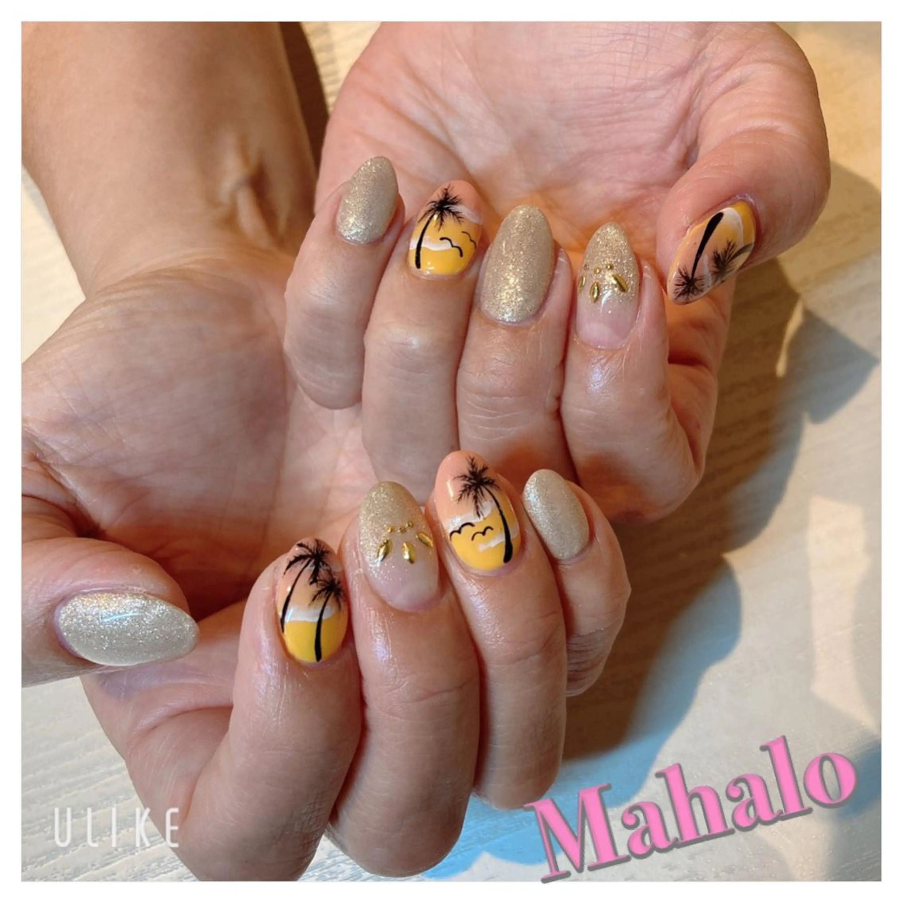ネイル ワンカラーネイル オレンジ 夏ネイル 黄色 Nail Salon Mahaloのネイルデザイン