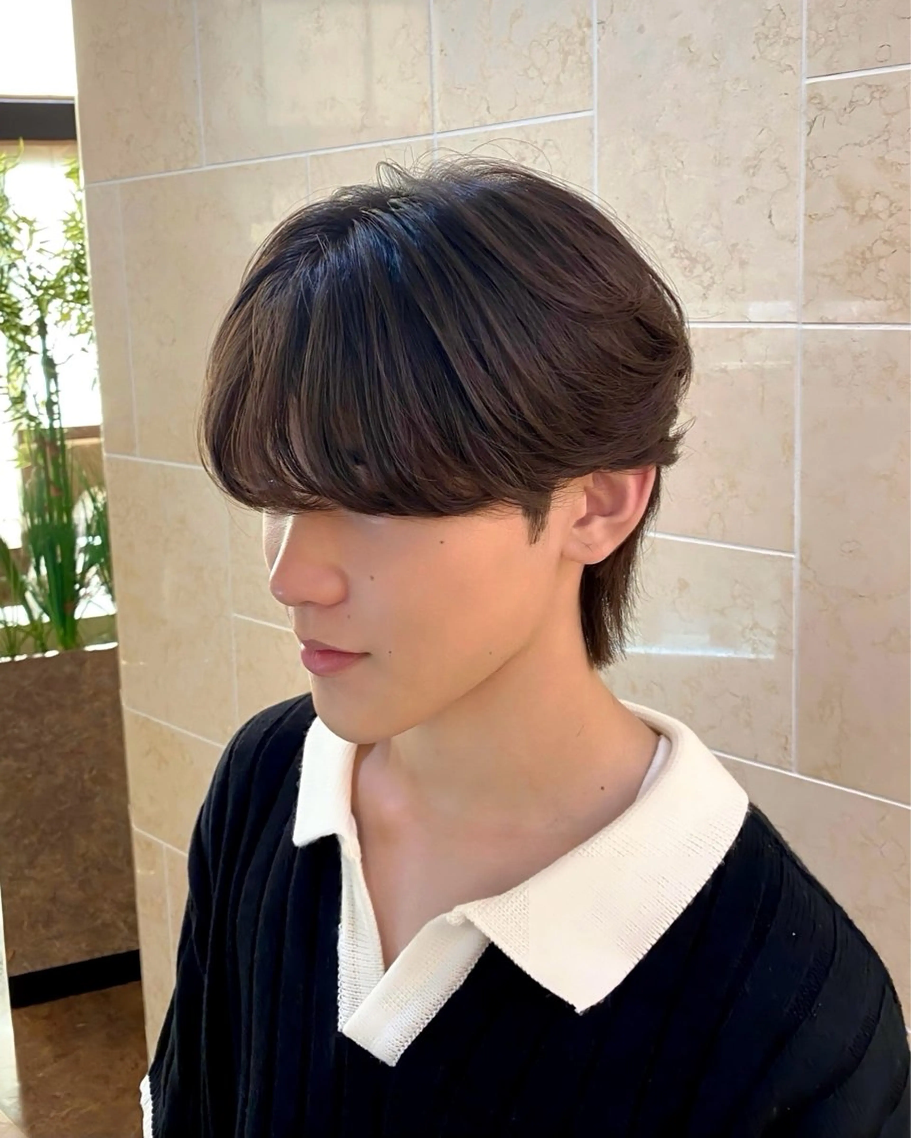 パーマ メンズ センターパート カルマパーマ メンズ韓国風 メンズパーマ メンズウルフカット MAZE梅田所属・韓国メンズヘア関戸 和輝🇰🇷のヘアスタイル