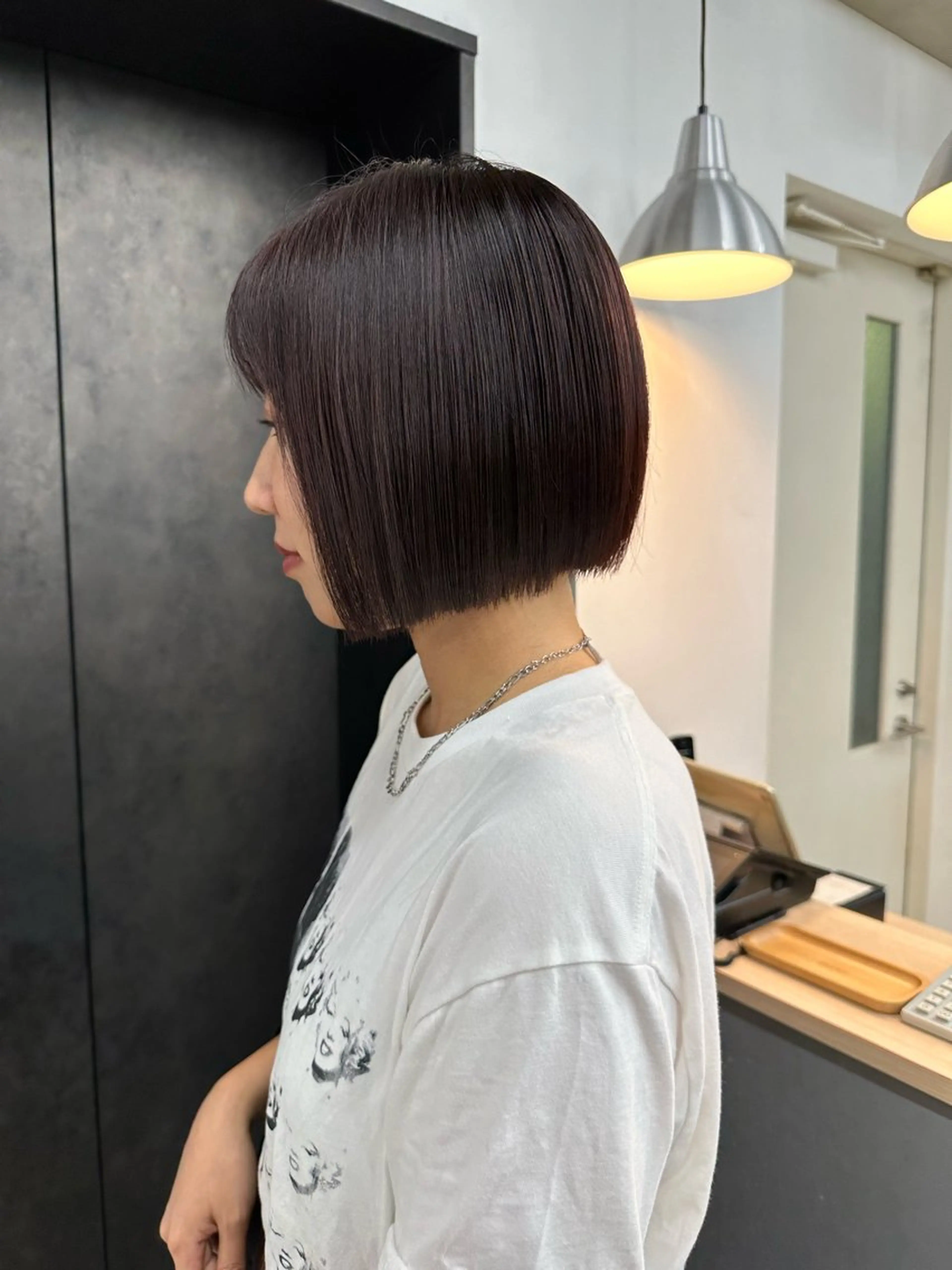 ショート カット ヘアカラー 切りっぱなしボブ/ 小顔ボブNANAのヘアスタイル