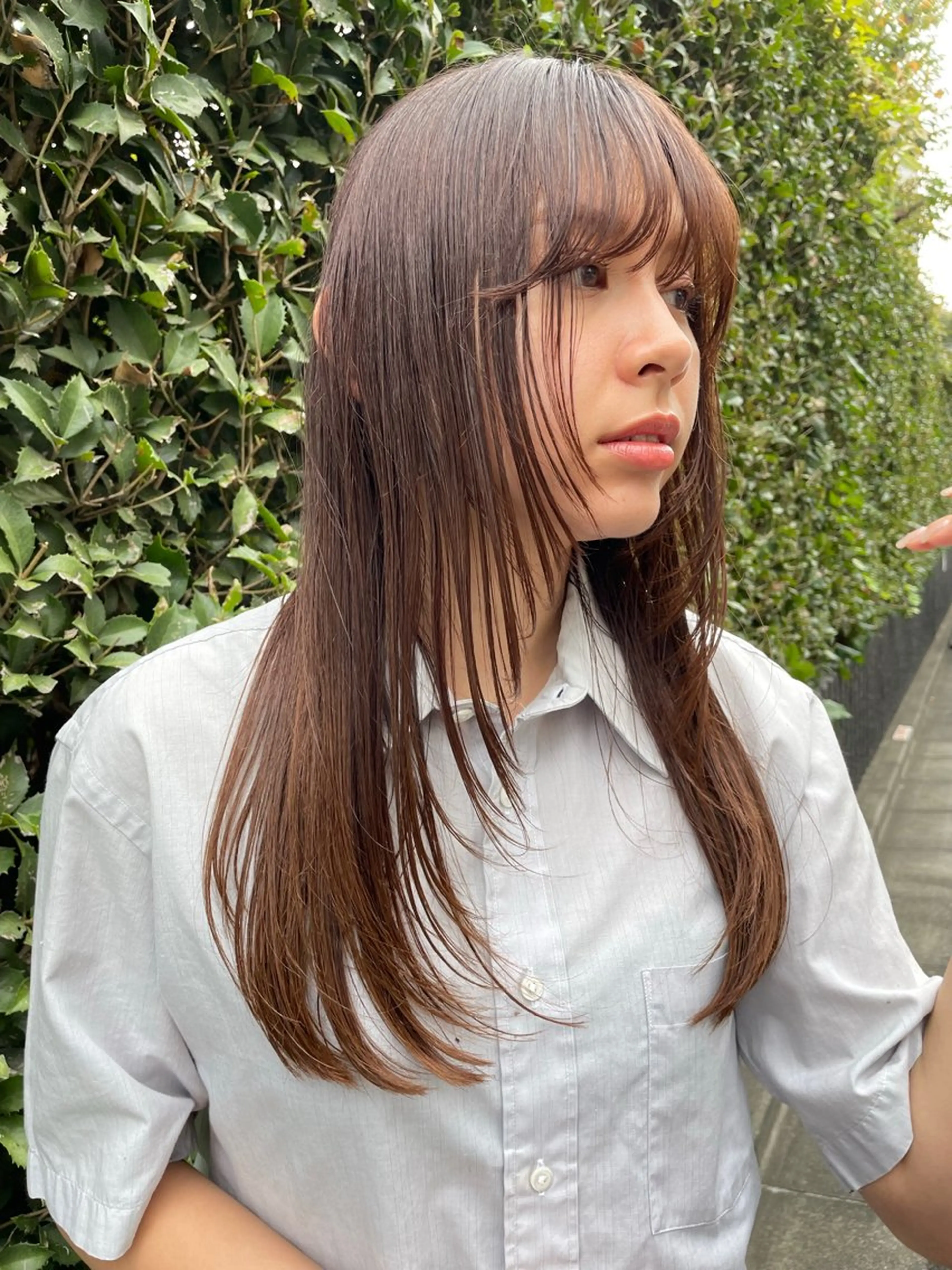 ロング 顔まわりレイヤー 顔周りカット 髪質改善 レイヤーカット Luxe表参道 髪質改善　奈良のヘアスタイル