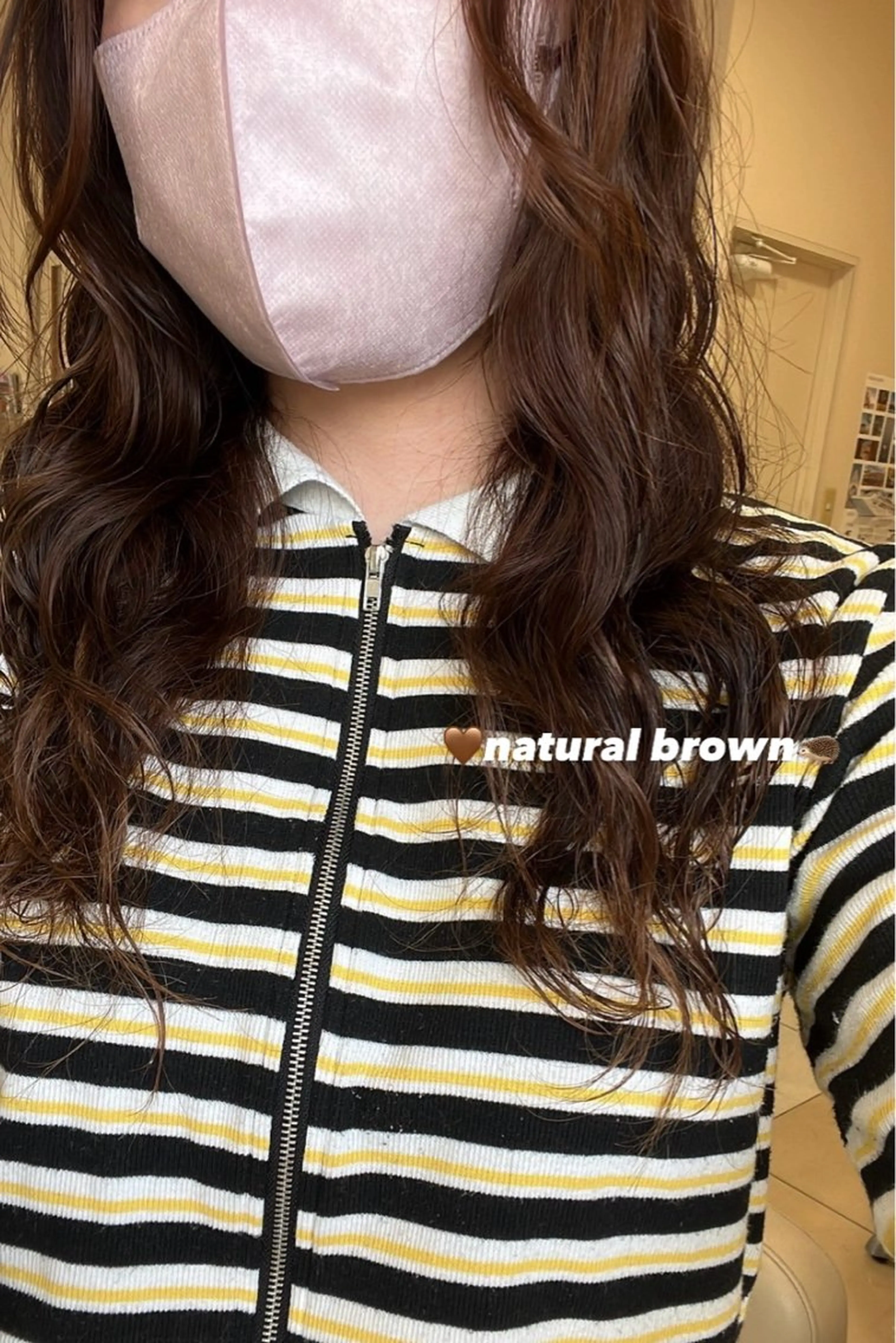 セミロング カラー パーマ セミロングパーマ ブラウンカラー カット ヘアカラー 友田 未来のヘアスタイル