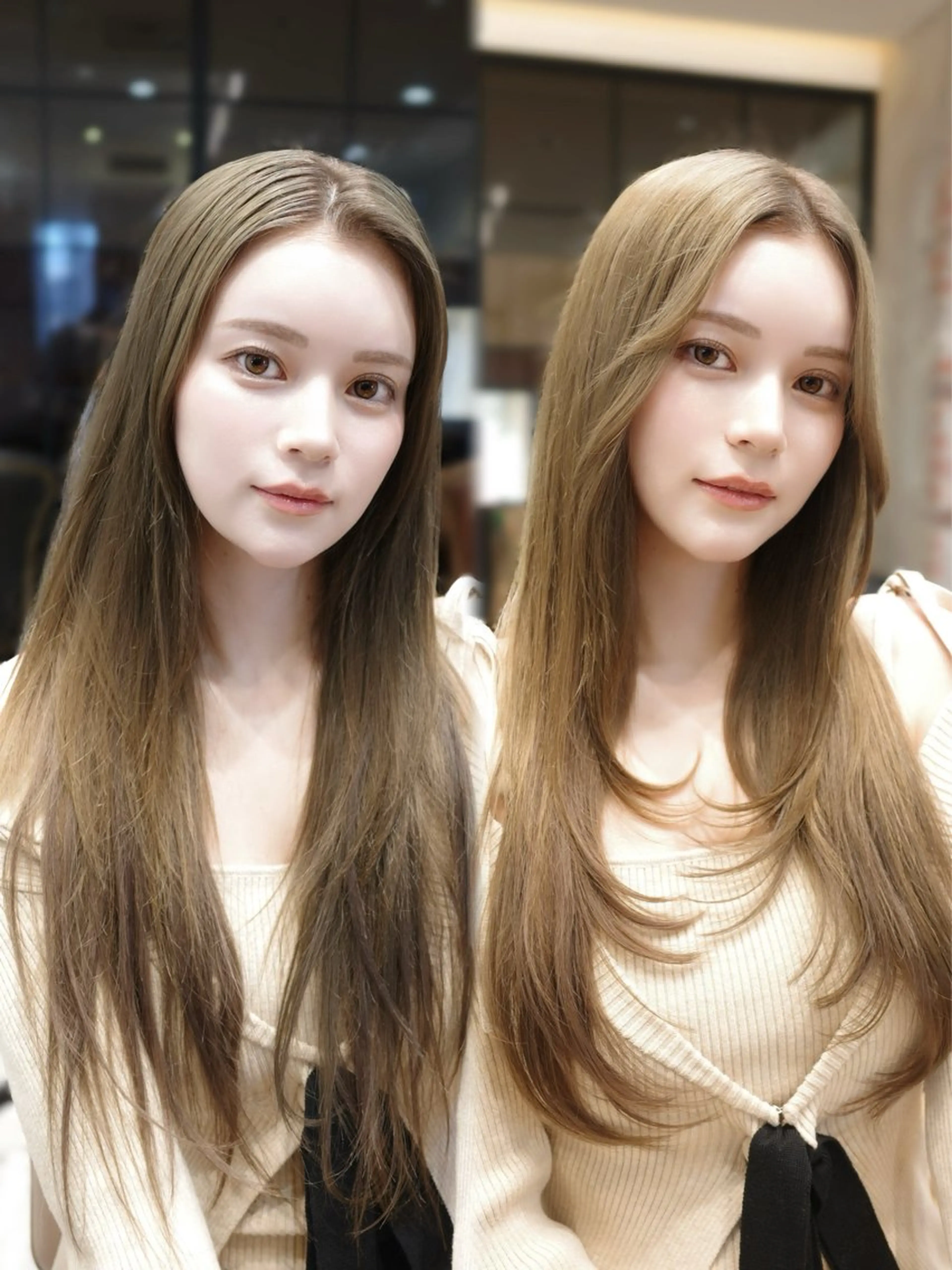 ロング カラー ベージュカラー ブラウンカラー 透明感カラー グレージュ シアーグレージュ カット ヘアカラー トリートメント 韓国くびれヘア 顔まわり新宿/さやかのヘアスタイル