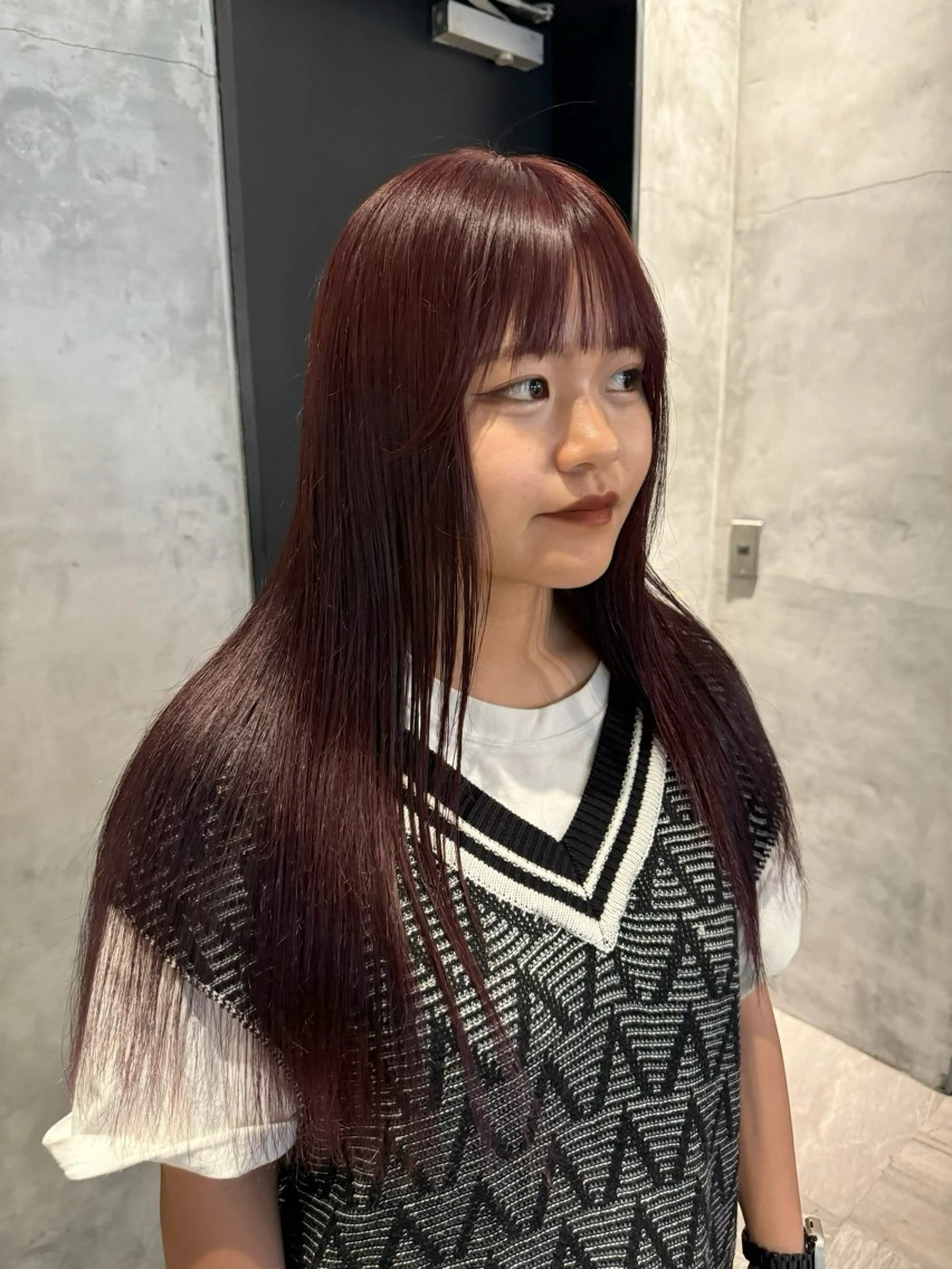 ミディアム カラー ヘアアレンジ 暖色ダブルカラーボブ レイヤー🌈AINAのヘアスタイル