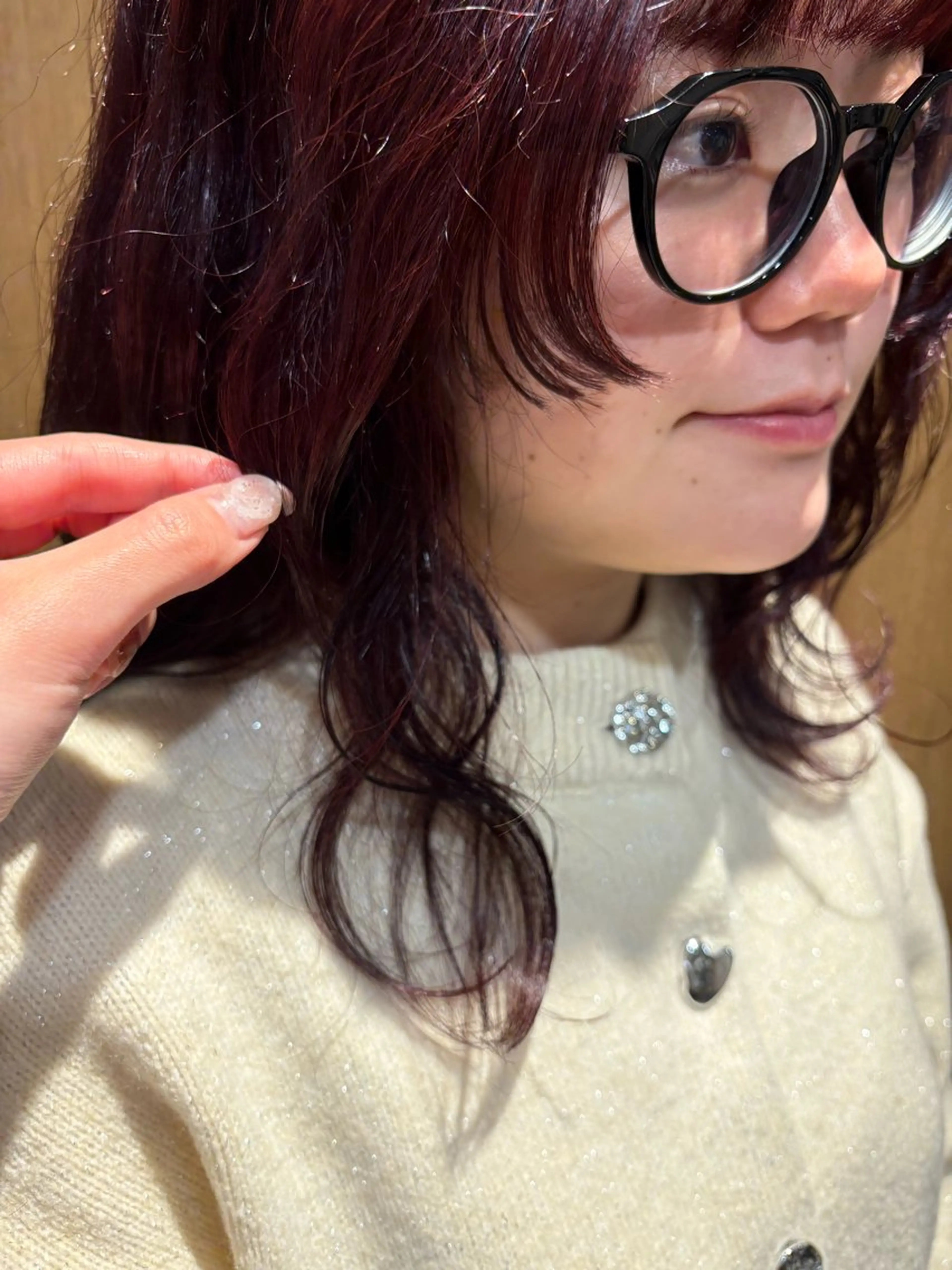 ロング カラー ボルドーカラー 姫カット カット ヘアカラー トリートメント ニュアンスカラー／ 久住綾香のヘアスタイル
