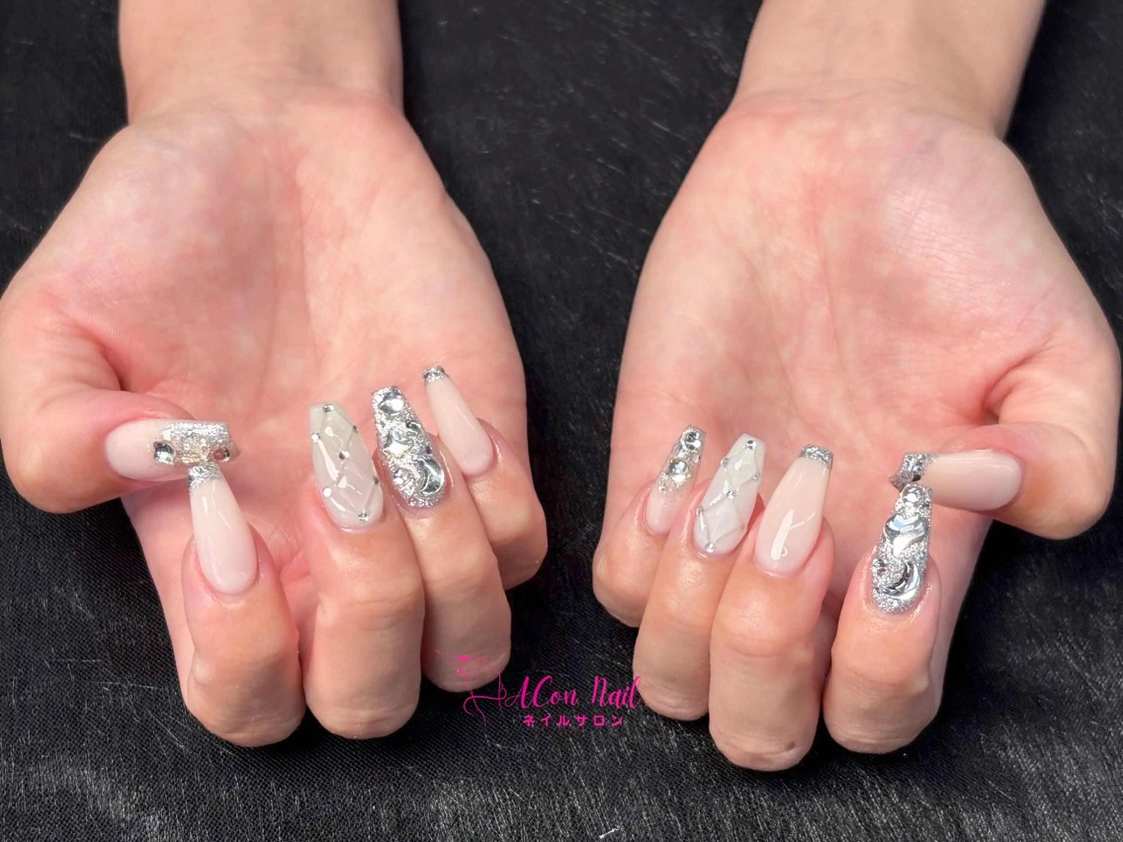 ネイル 桜ネイル 長さ出し フラワーネイル フレンチネイル ジェルネイル ハンドネイル AConNailSalon所属・ACon NailSalonのネイルデザイン