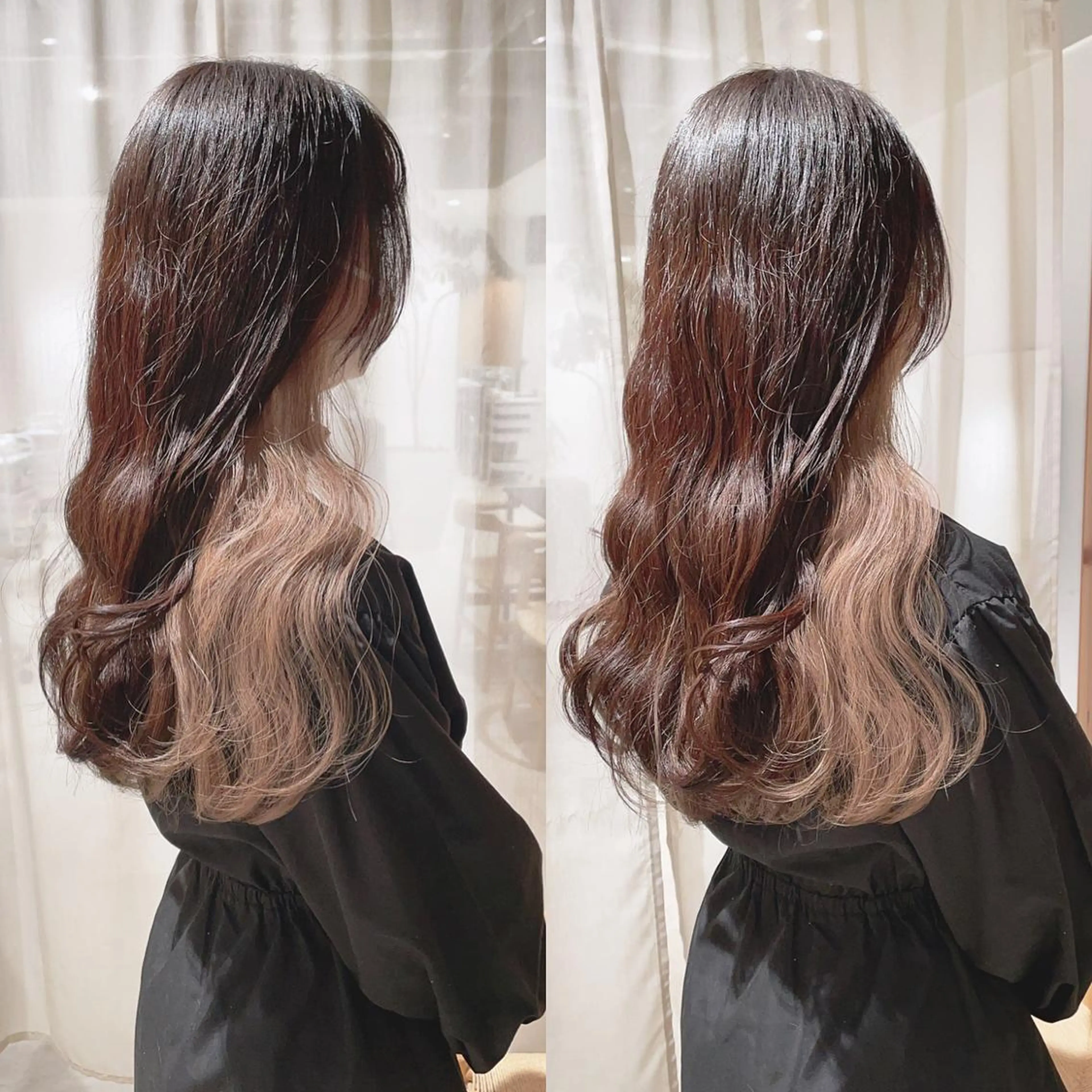 ロング カラー ベージュカラー ブリーチ ヘアカラー トリートメント 渋谷:インナーカラー ／🍒エリカ🍒のヘアスタイル