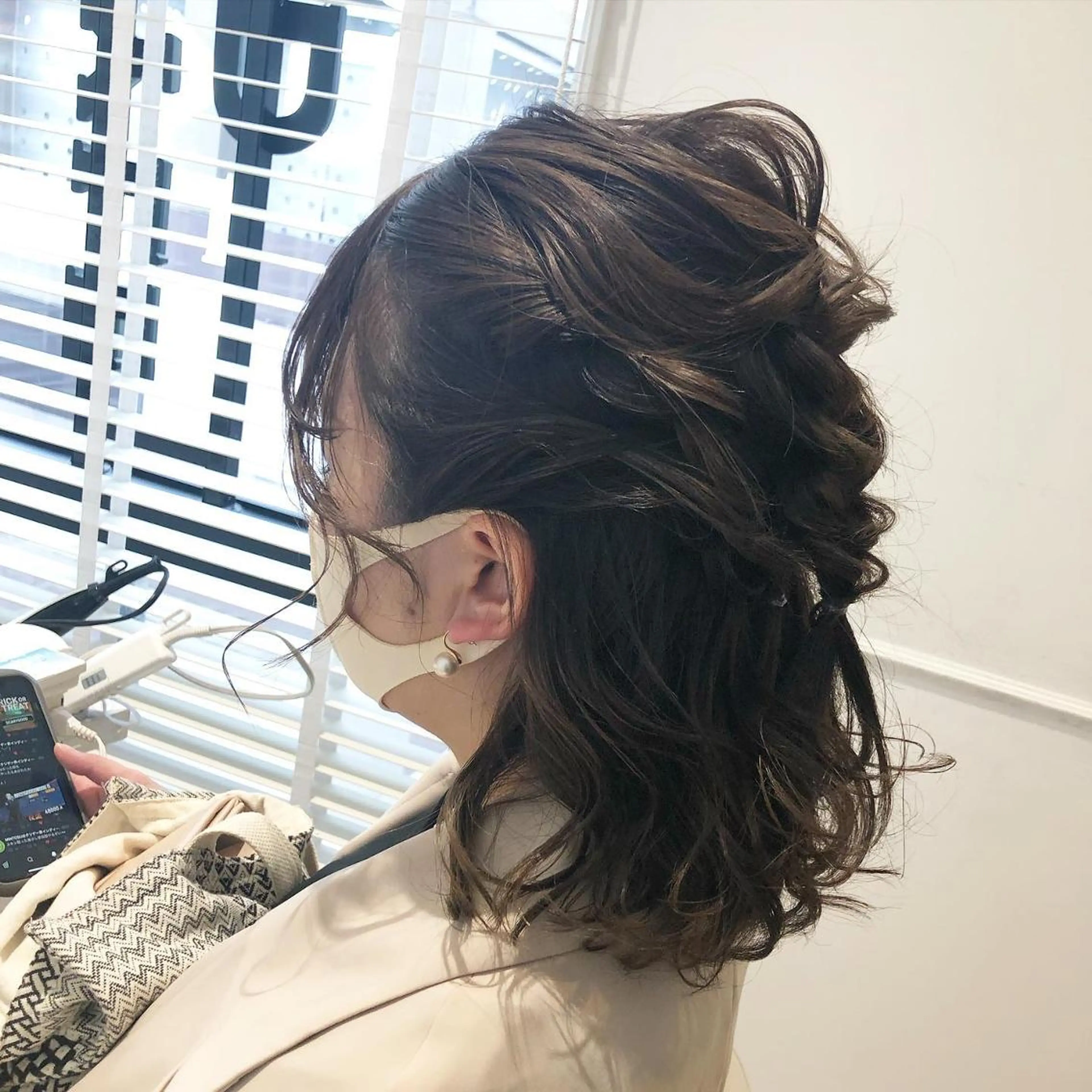 セミロング カラー ヘアアレンジ ハーフアップ 結婚式・ブライダル ✨🌿大人可愛い愛さ れhair🌿✨松本のヘアスタイル