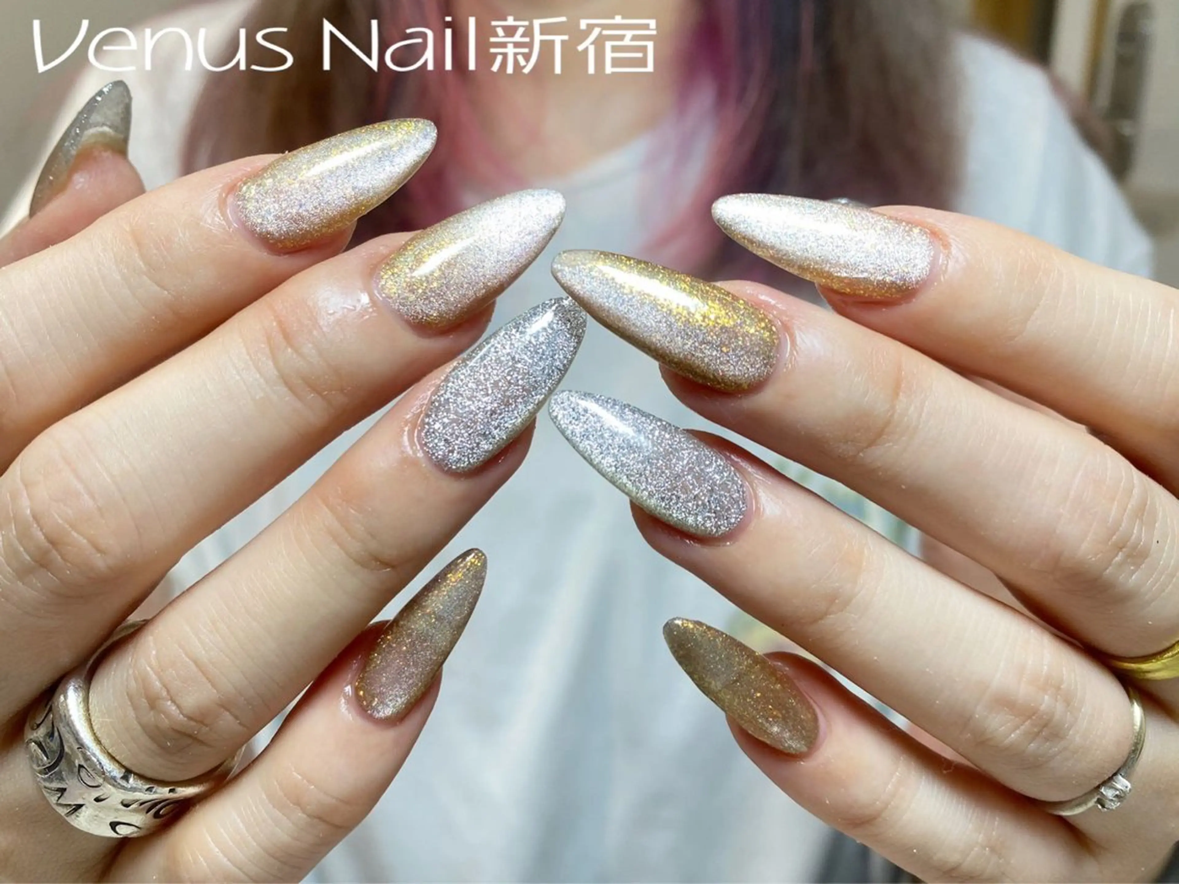 ネイル キラキラネイル マグネットネイル Venusパラジェル 長さだし専門店のネイルデザイン