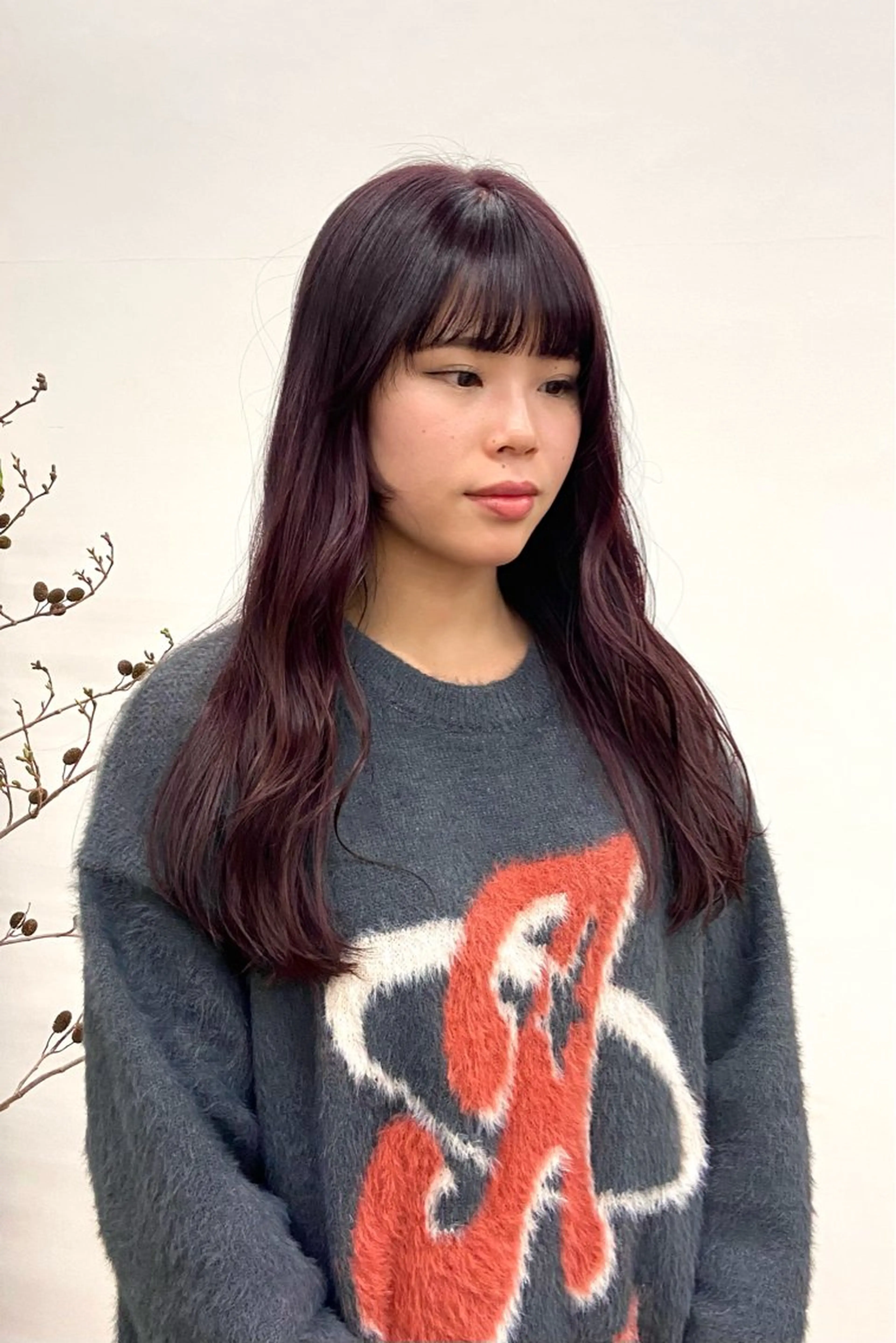 ロング カラー ブリーチ ブラウンカラー ブリーチなしカラー カット ヘアカラー トリートメント mana／Wカラー／ ブリーチなし暖色のヘアスタイル