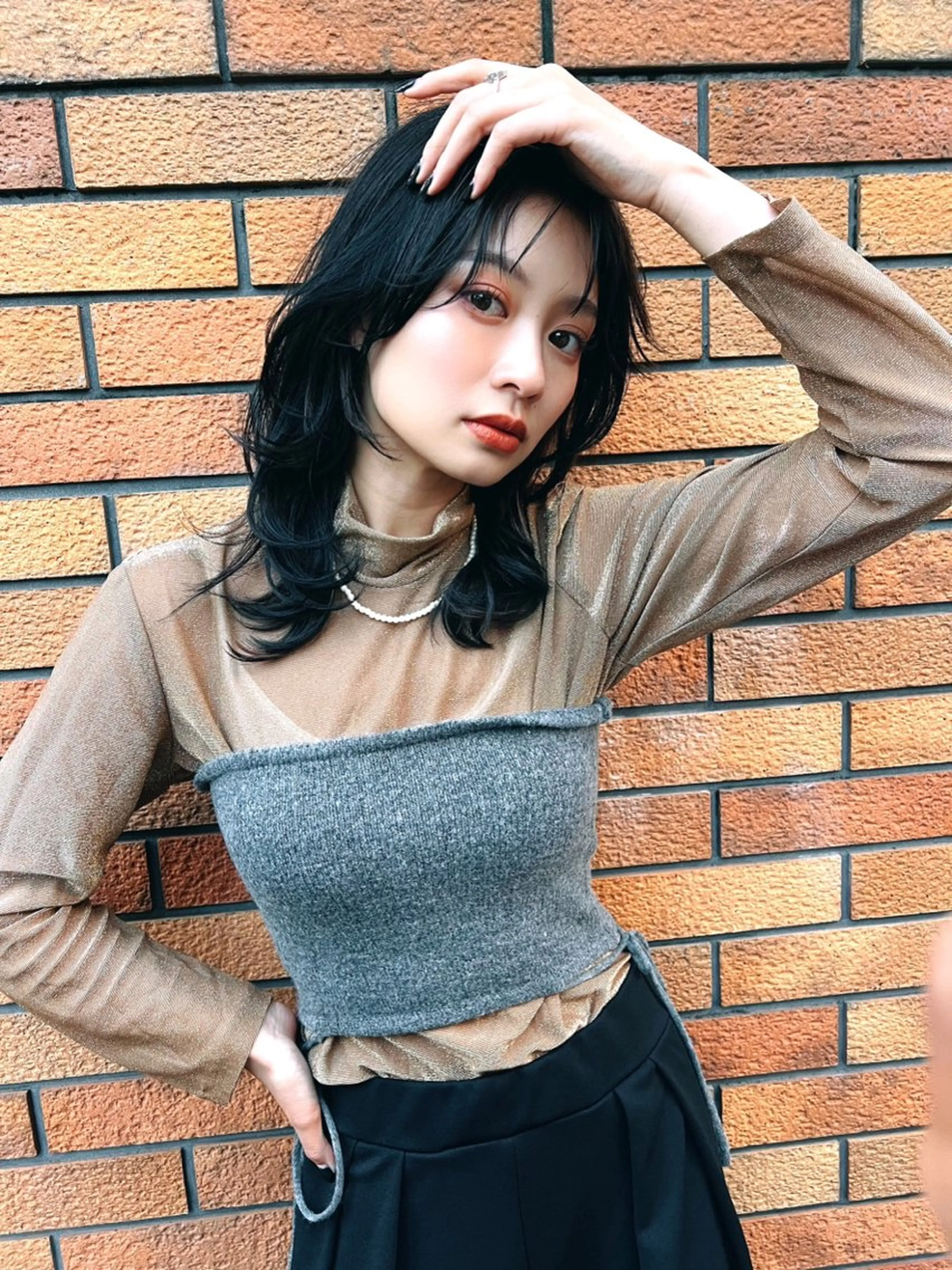 カラー 黒髪 ブルーカラー ブルーブラック MUSASHI ブリーチカラー◎のヘアスタイル