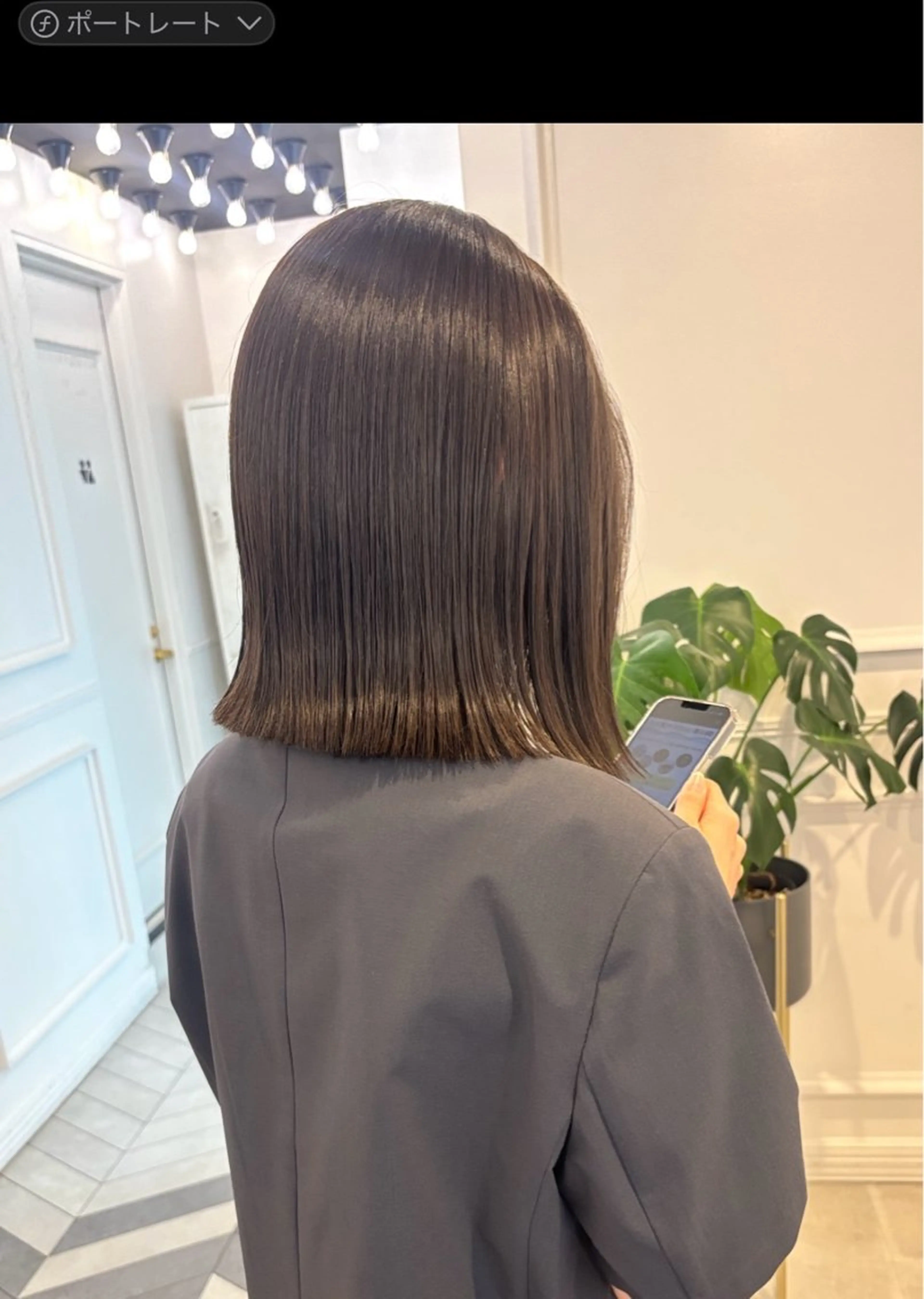 ミディアム 切りっぱなしボブ アッシュ アッシュグレー ボブ カット ヘアカラー トリートメント HARUKA🐰 tocca天王寺のヘアスタイル