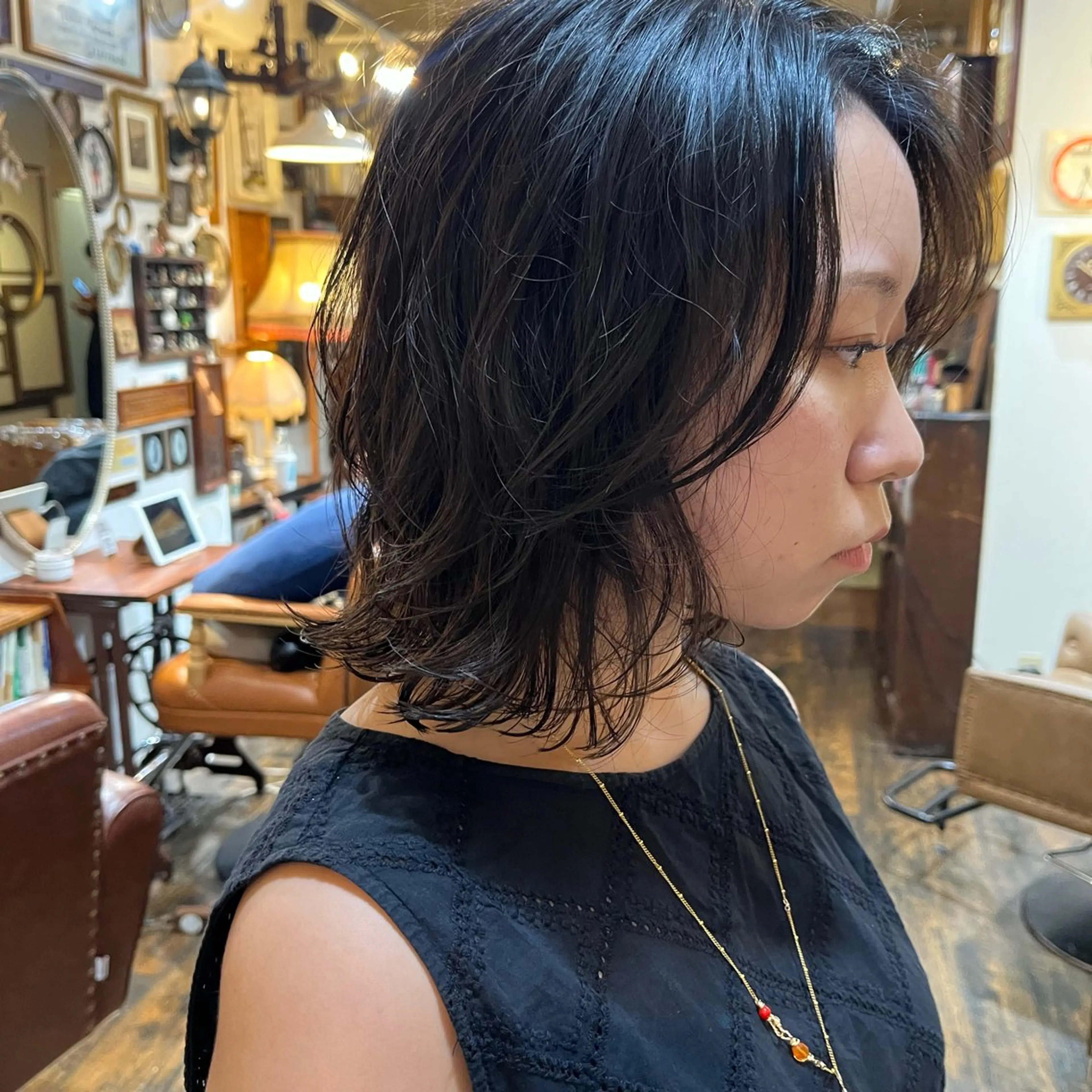 ミディアム パーマ カット パーマ ヘッドスパ 抜け感パーマ/ ショート/緒方椋のヘアスタイル