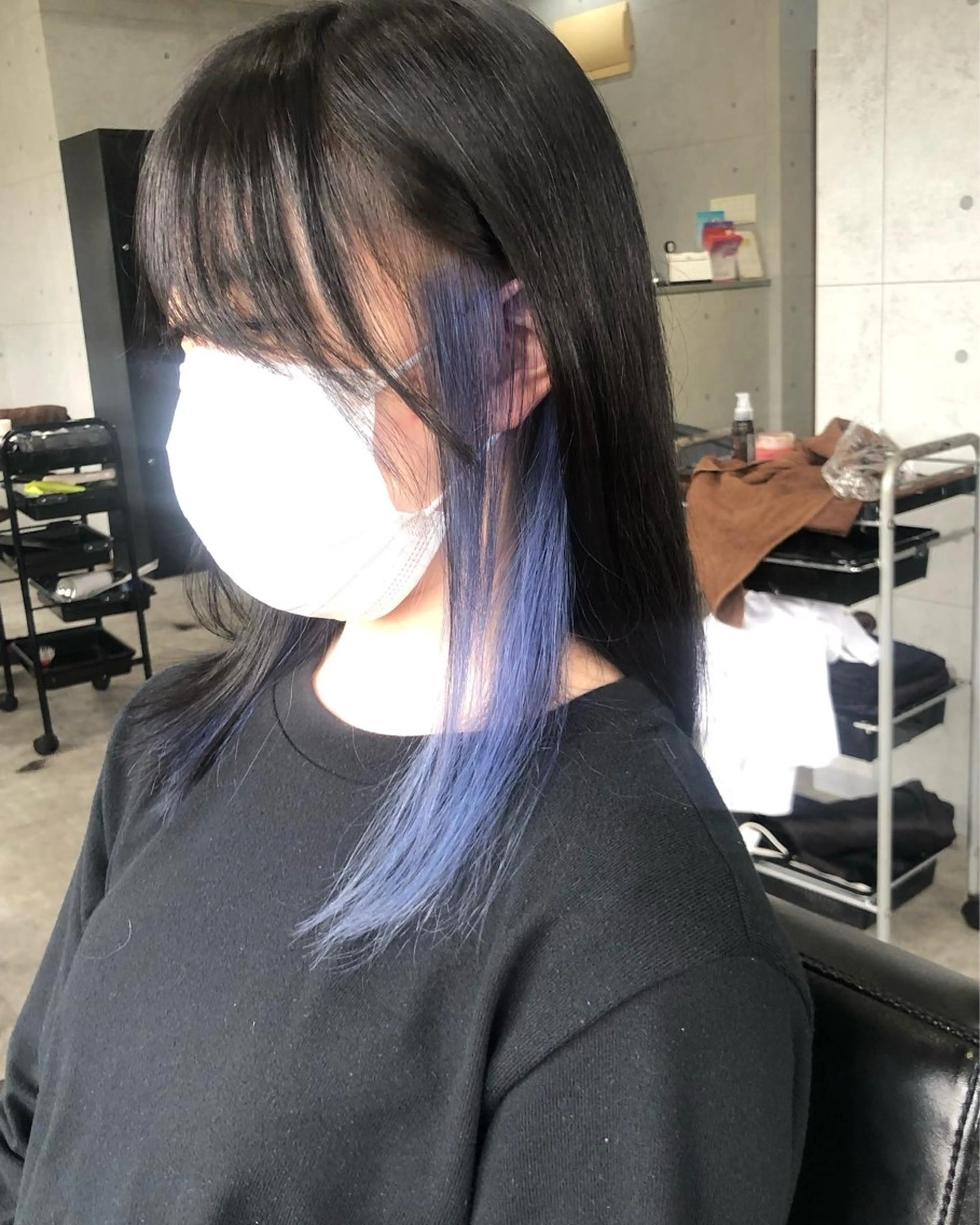 セミロング ボブ くびれヘア くせ毛 切りっぱなしロブ 小顔カット カット ヘアカラー REVE所属・REVE 【外国人風カラー】のヘアスタイル