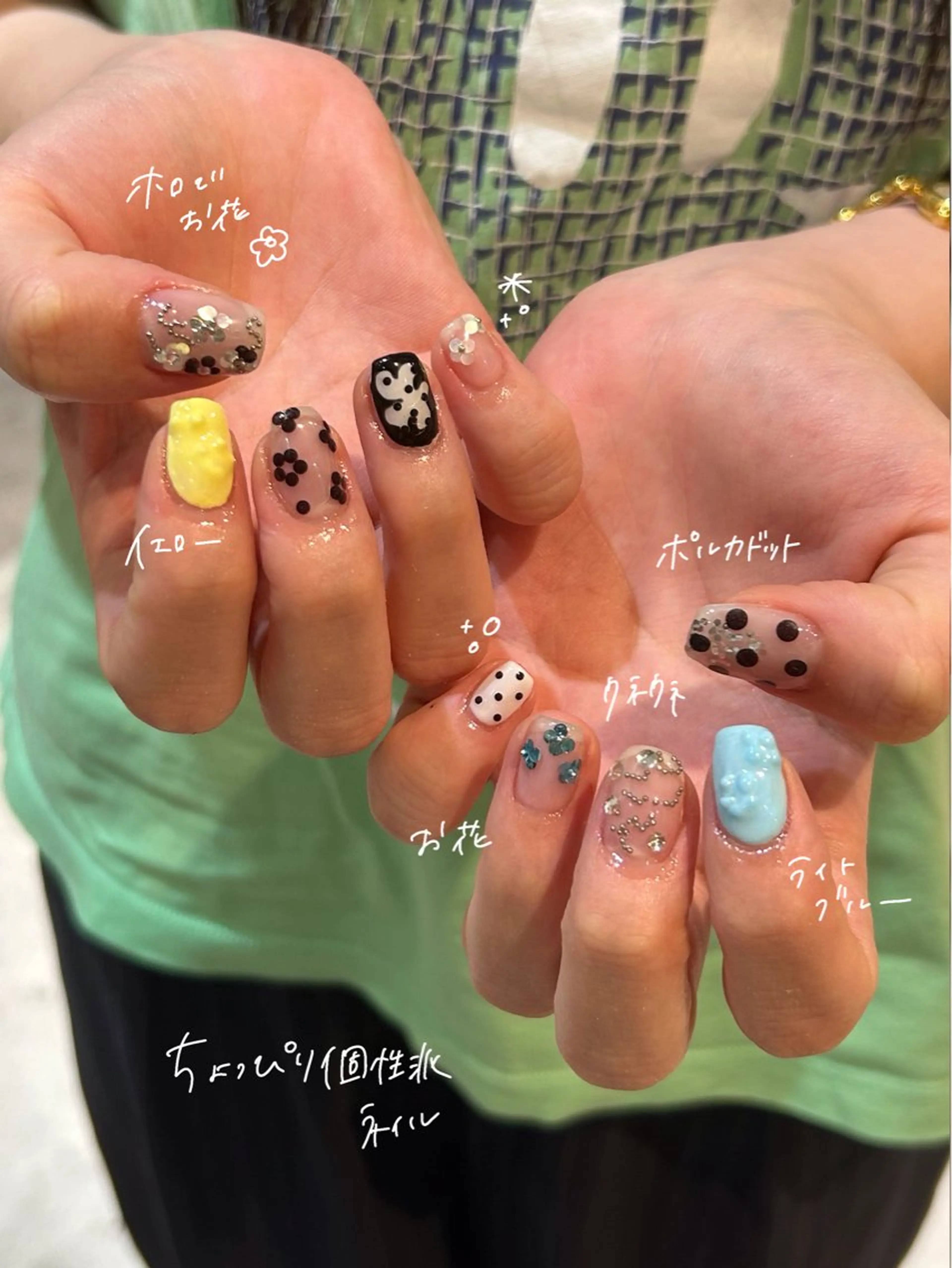 ネイル ハンドネイル レイヤー/手書きネイ ルCOCORO 🎀のネイルデザイン