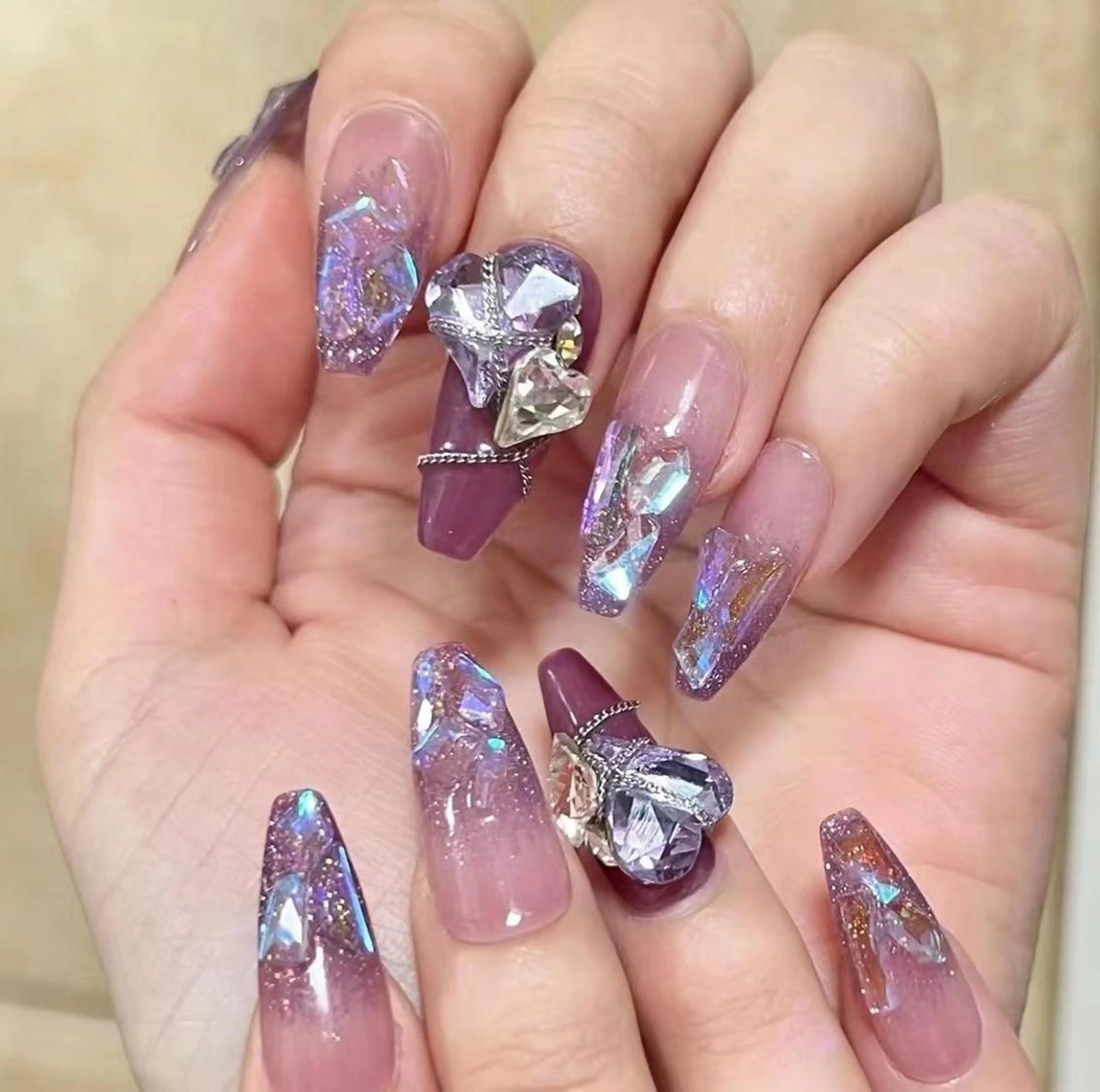 ネイル ハート パープル Babarla Nailのネイルデザイン