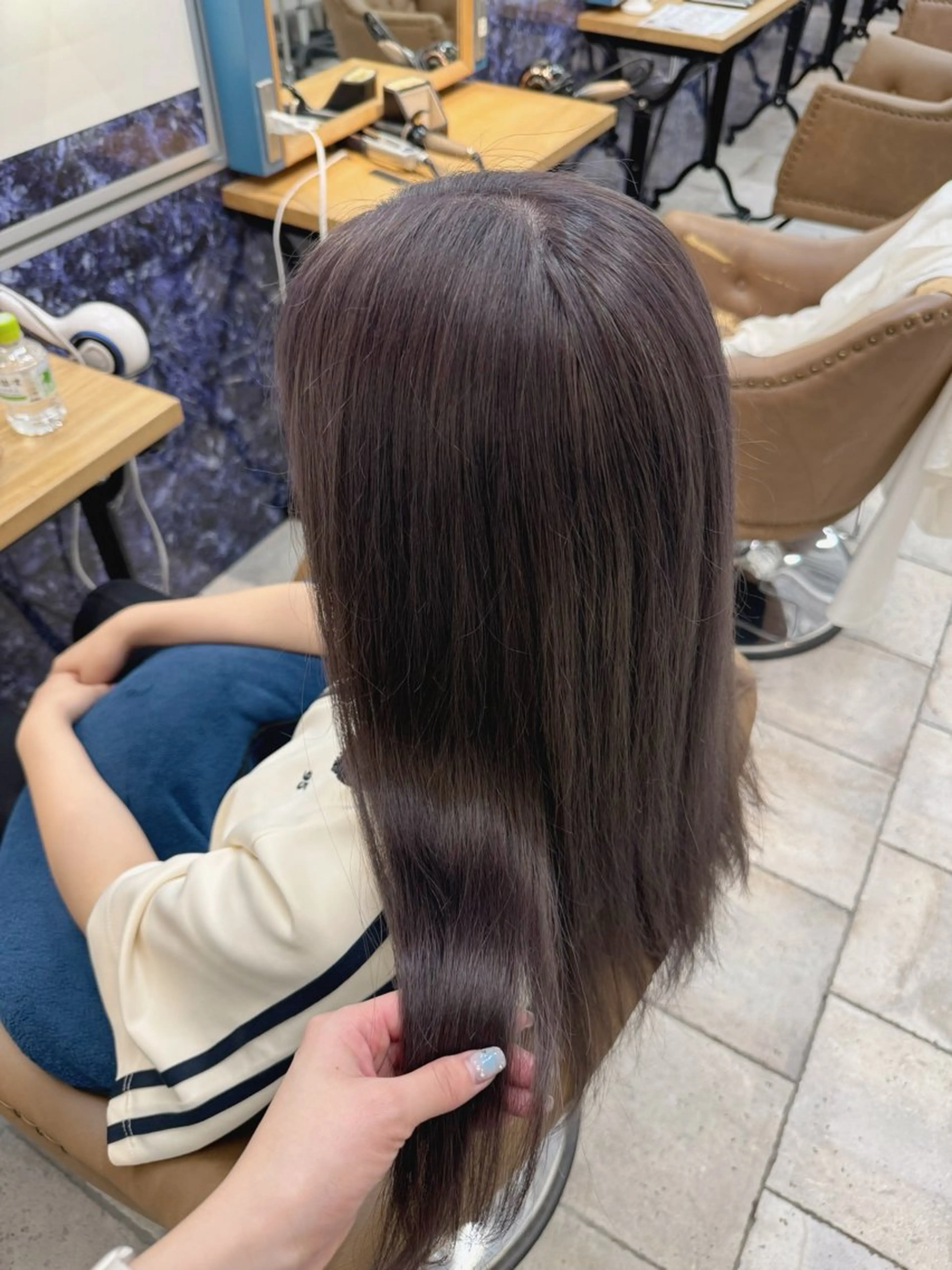 ロング カラー ブリーチ グレージュ ラベンダーカラー ラベンダーグレージュ ラベンダーグレー 🍒新家 さくら🍒のヘアスタイル