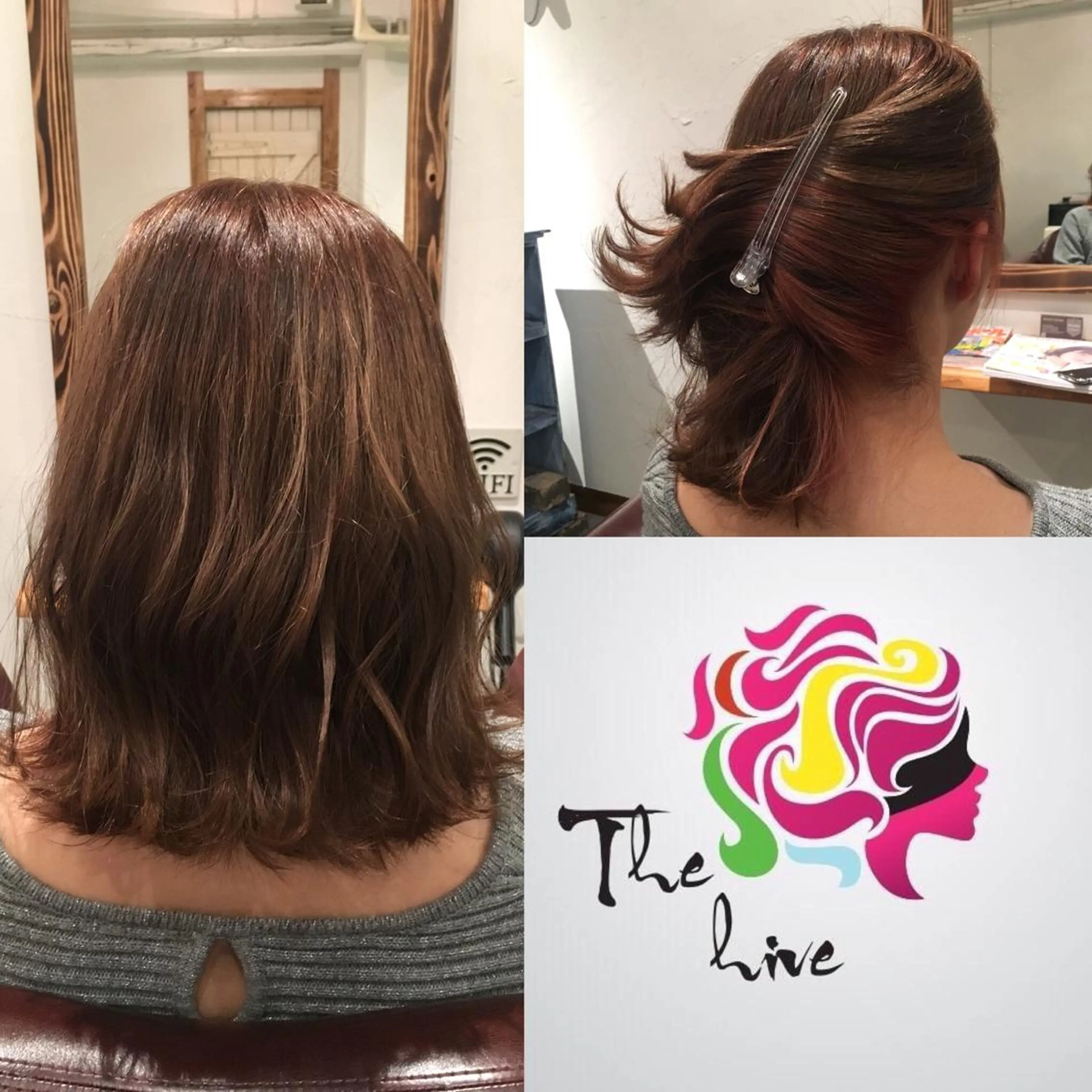 ミディアム カラー ベージュカラー ダブルカラー フォギーベージュ インナーカラー ピンクカラー カット ヘアカラー Hair salon The  hiveのヘアスタイル