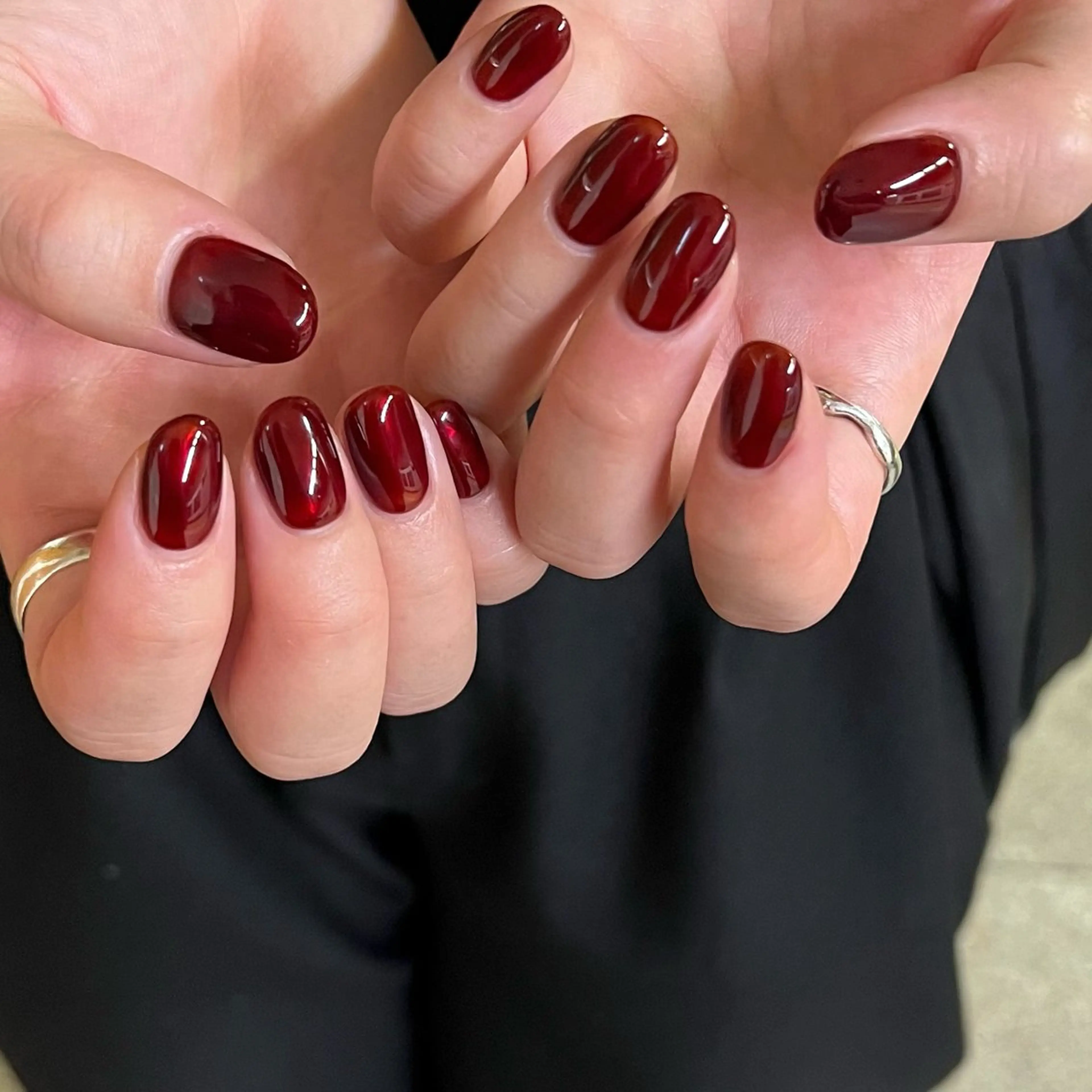 ネイル ブラウン ミラーネイル オレンジ 赤色 酒井 サカイのネイルデザイン