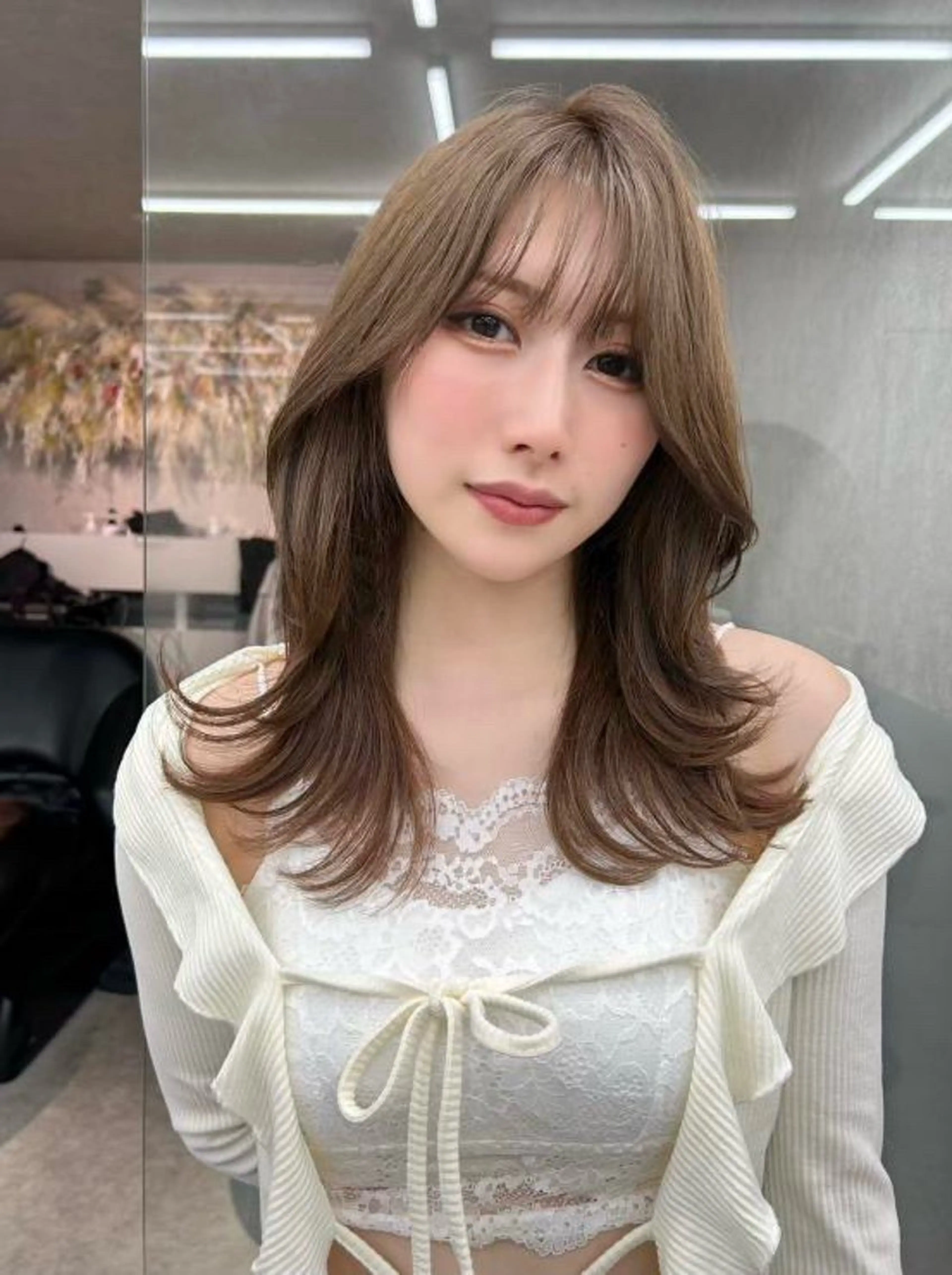 ミディアム ミディアムレイヤー 韓国風ヘア レイヤーカット 髪質改善×韓国ヘアサロン Role博多【ロール】所属・✨-10歳ヘア を叶える✨山下遥のヘアスタイル
