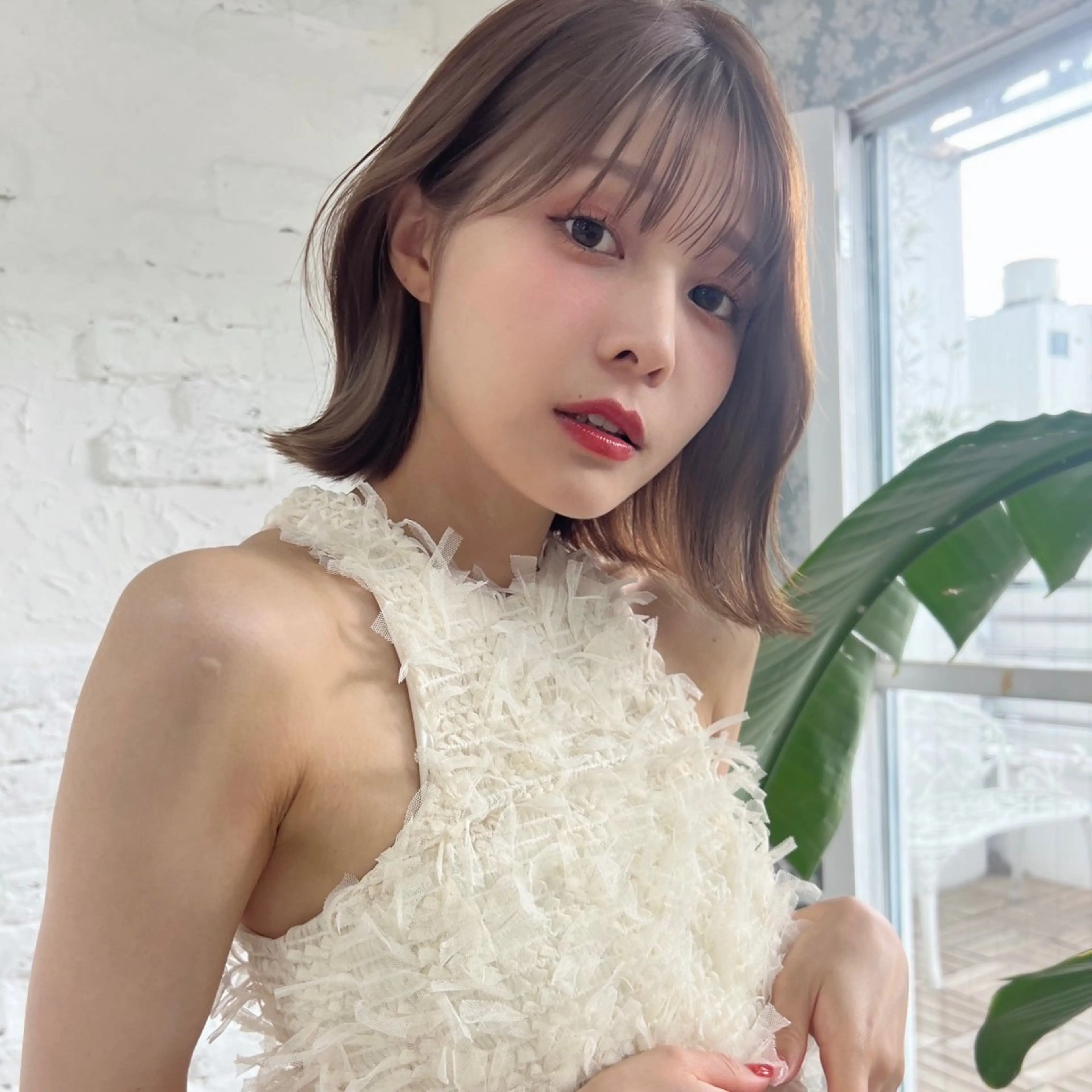 ショート 切りっぱなしボブ ボブ 外ハネヘア カット トリートメント 韓国モテhair🍑 momoのヘアスタイル